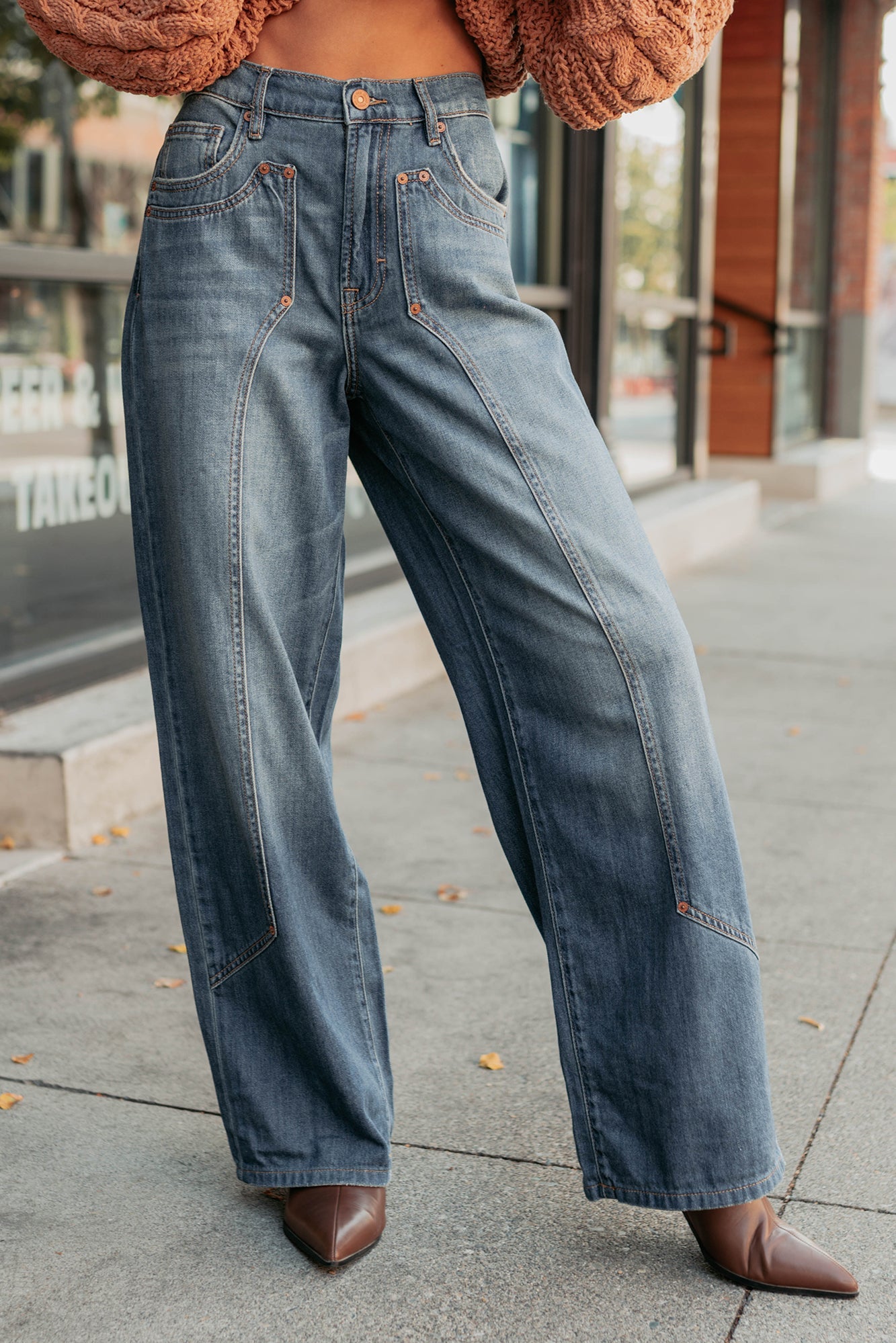 Elise Vintage Baggy Wide Leg Hidden Jeans (Medium)