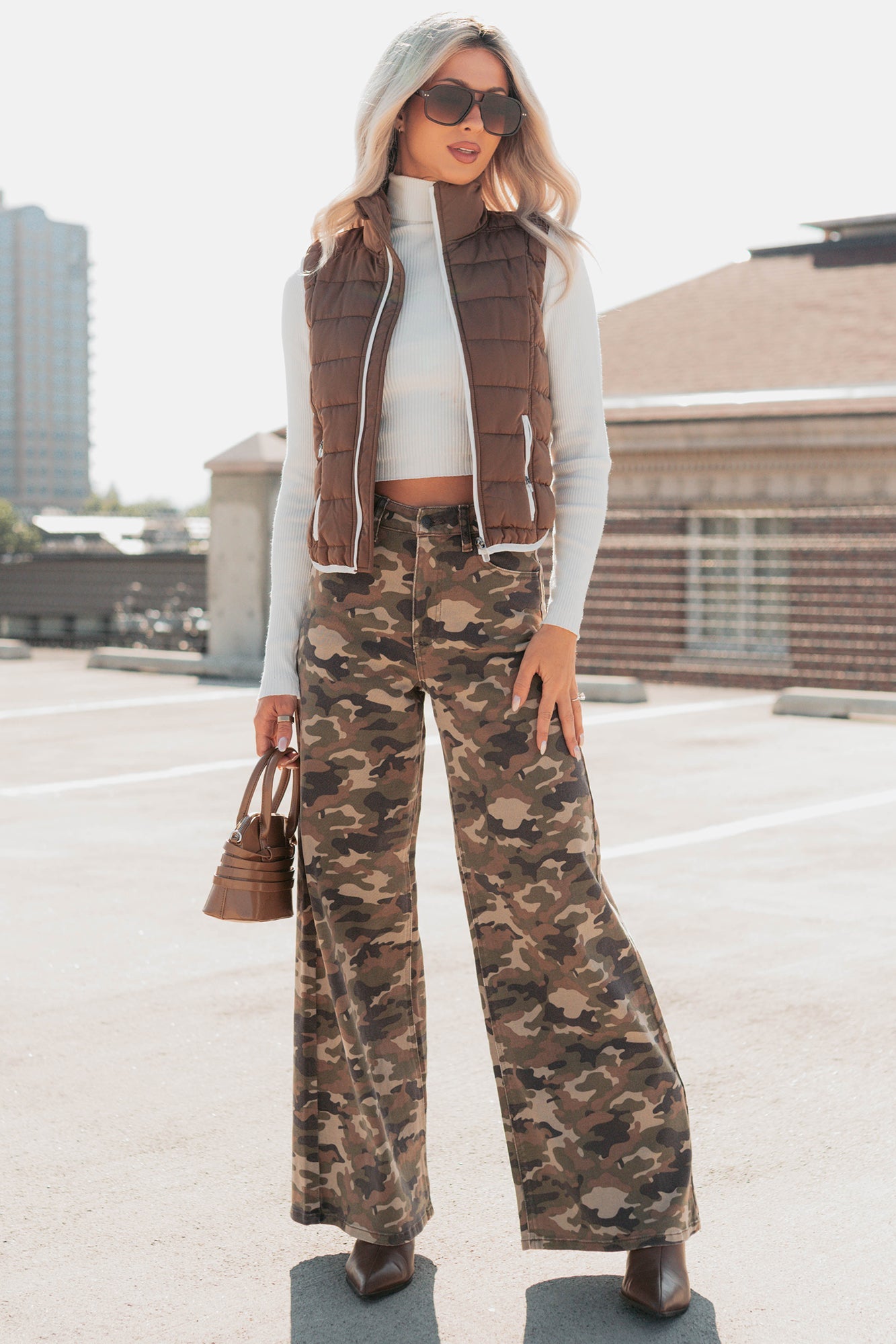 Douglas High Rise Wide Leg Cello Jeans (Camo)