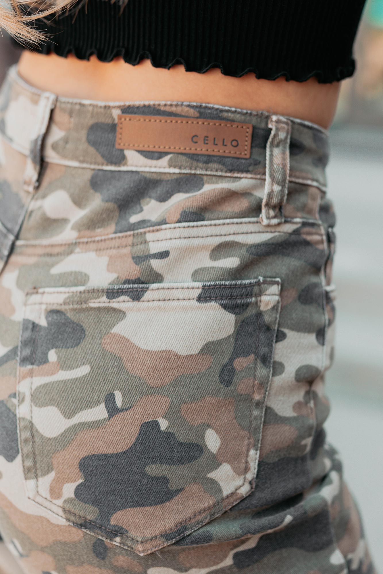 Douglas High Rise Wide Leg Cello Jeans (Camo)