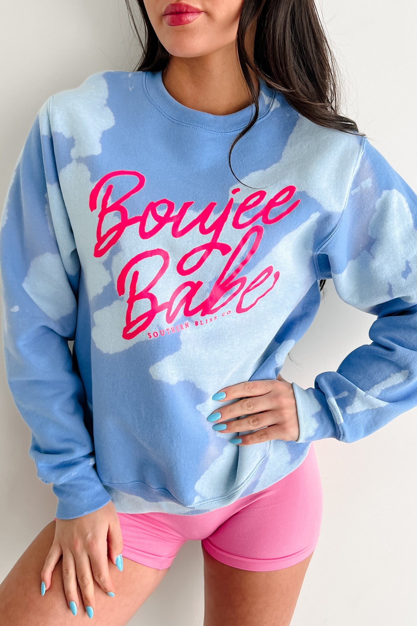 "Boujee Babe" Graphic Cloud Sweatshirt (Blue Bomba)