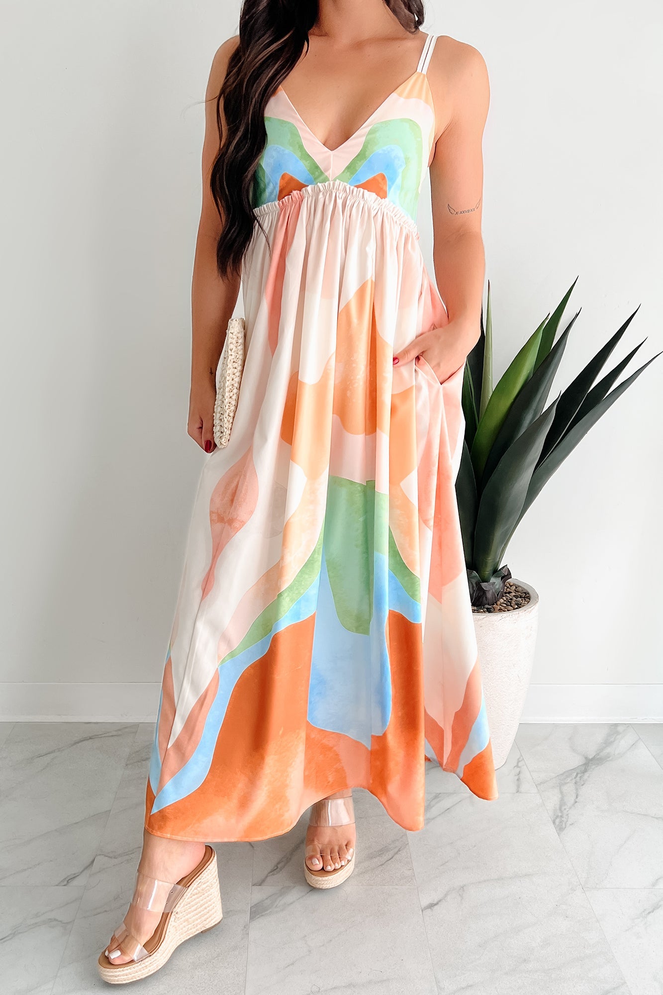 Tastefully Bold Printed Maxi Dress (Orange Combo)