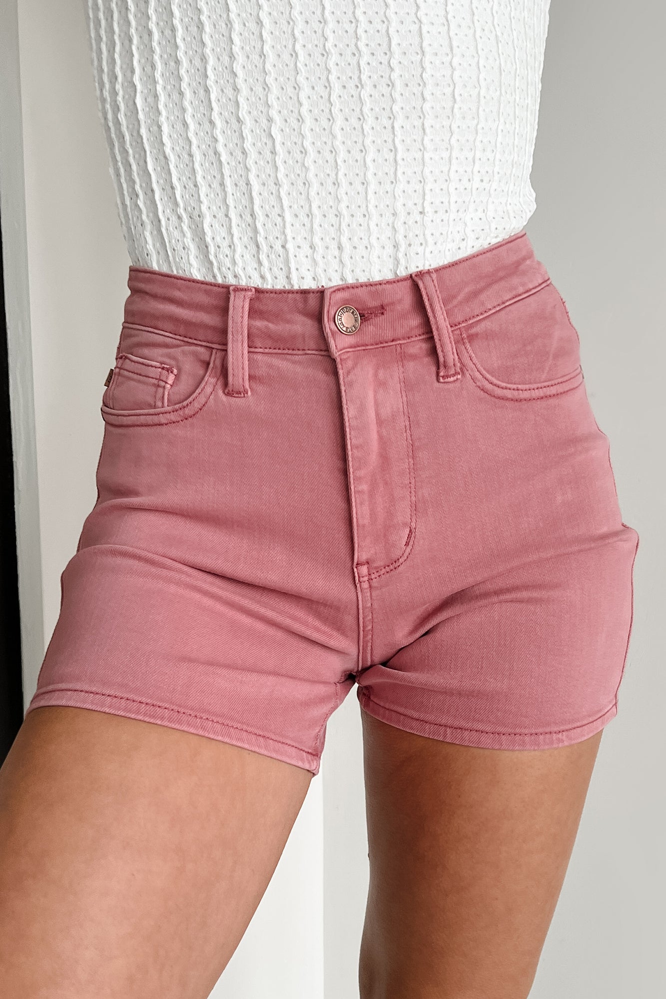 Luanne High Rise Judy Blue Denim Shorts (Rose)