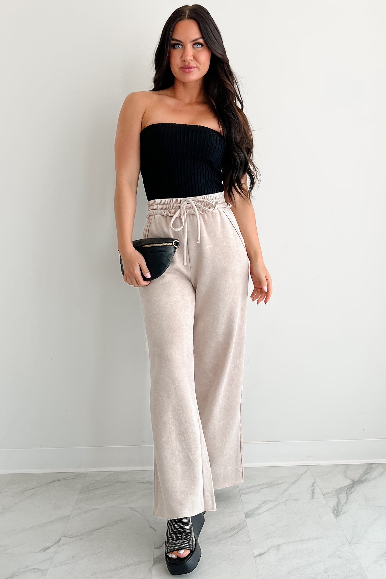 Cozy Corner Ribbed Strapless Fold Over Top (Black)