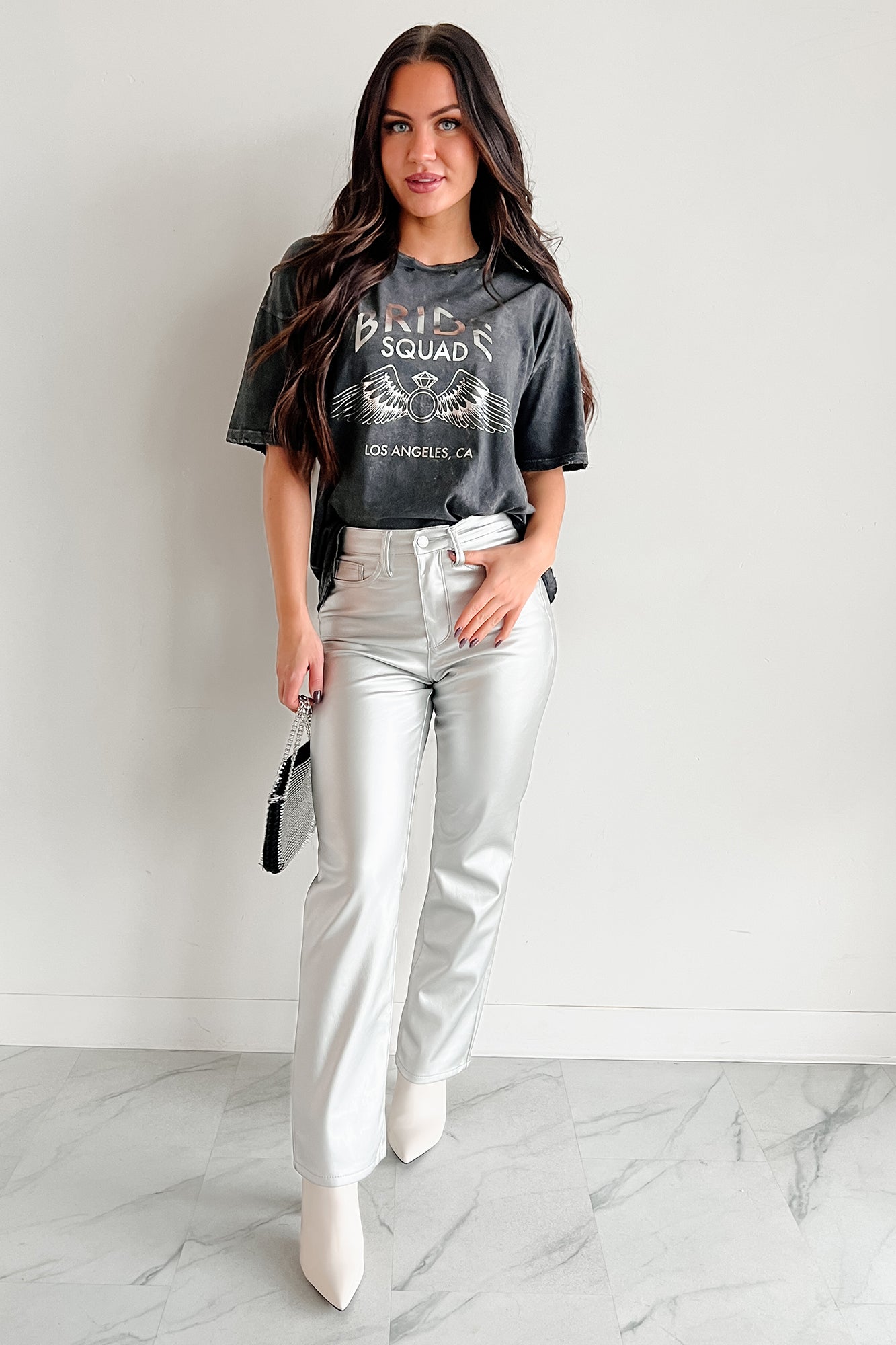 "Bride Squad" Distressed Graphic Tee (Charcoal)