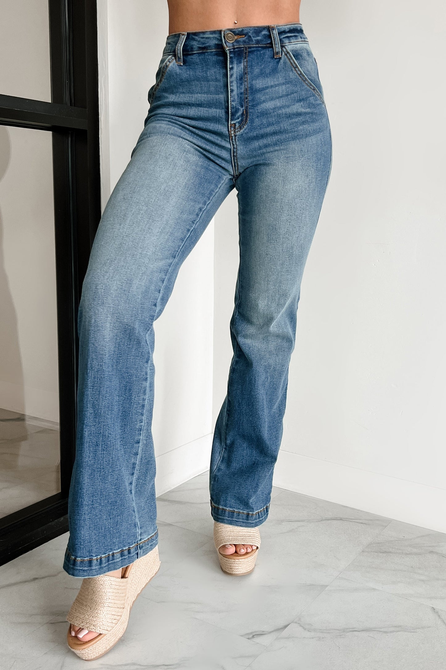 Liora High Rise Wide Leg Indigo Reign Jeans (Medium Blue)
