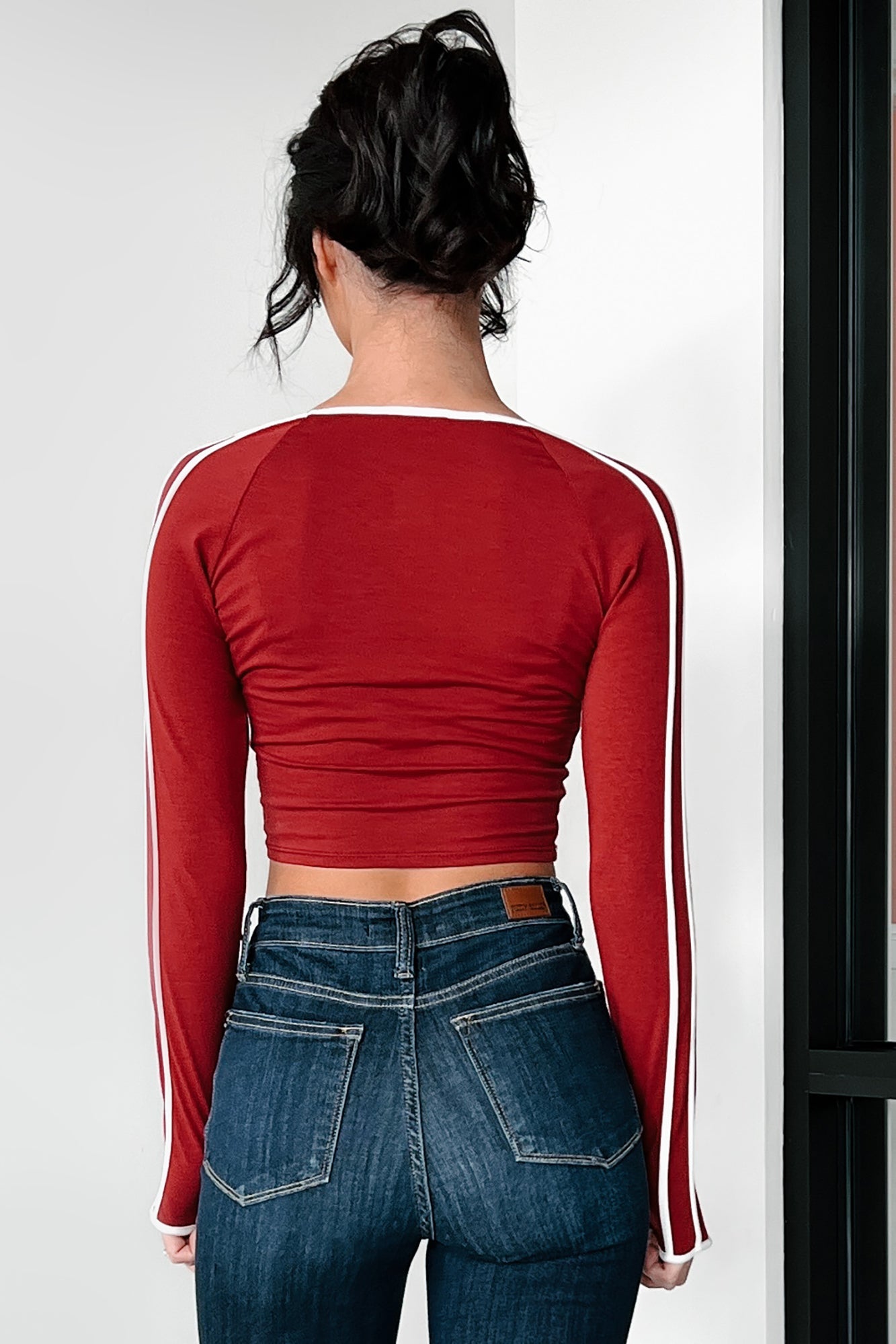 "Brat" Graphic Long Sleeve Top (Burgundy)