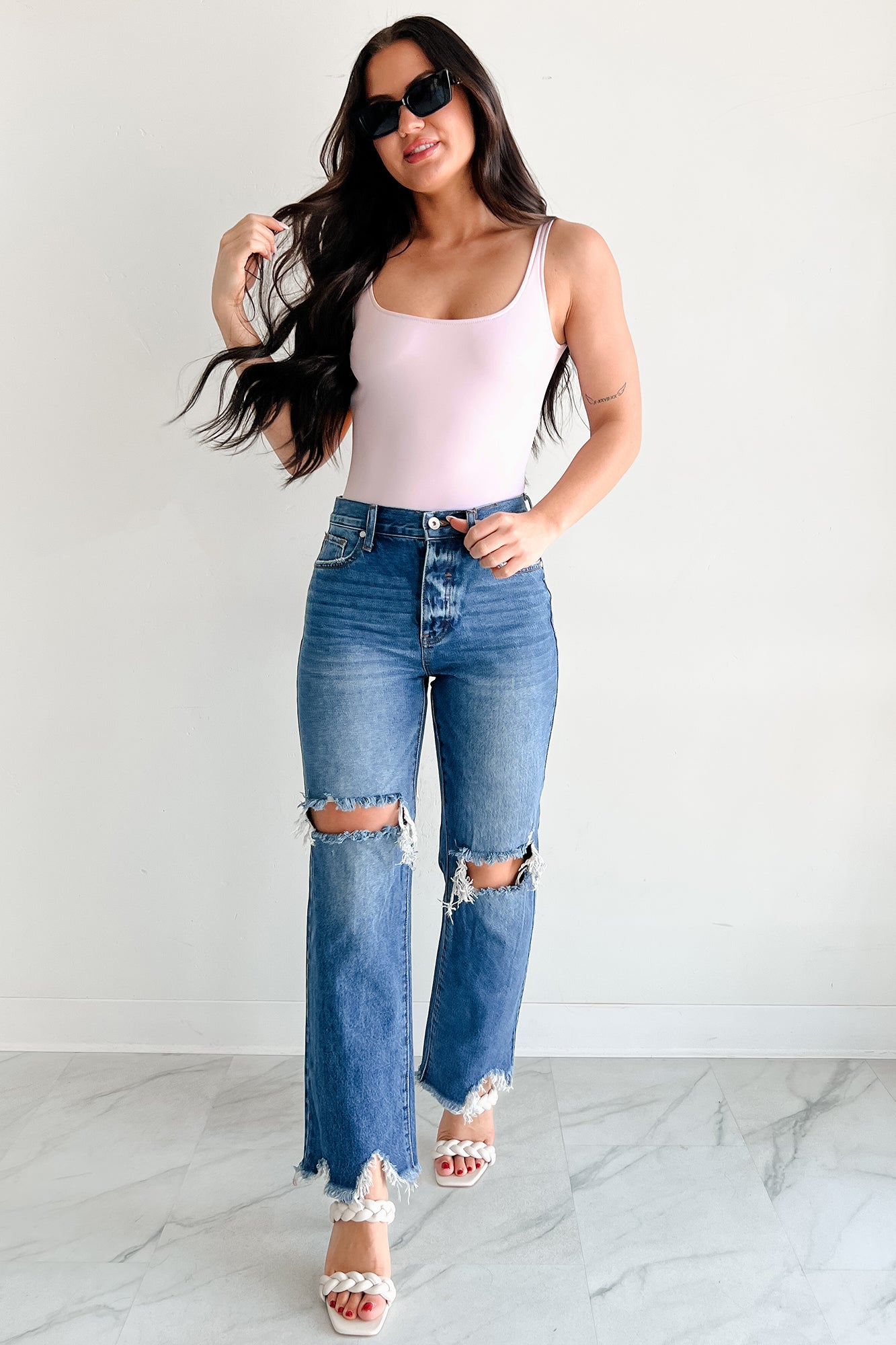 Summer Feels Forever Sleeveless Faux Leather Bodysuit (Lavender)