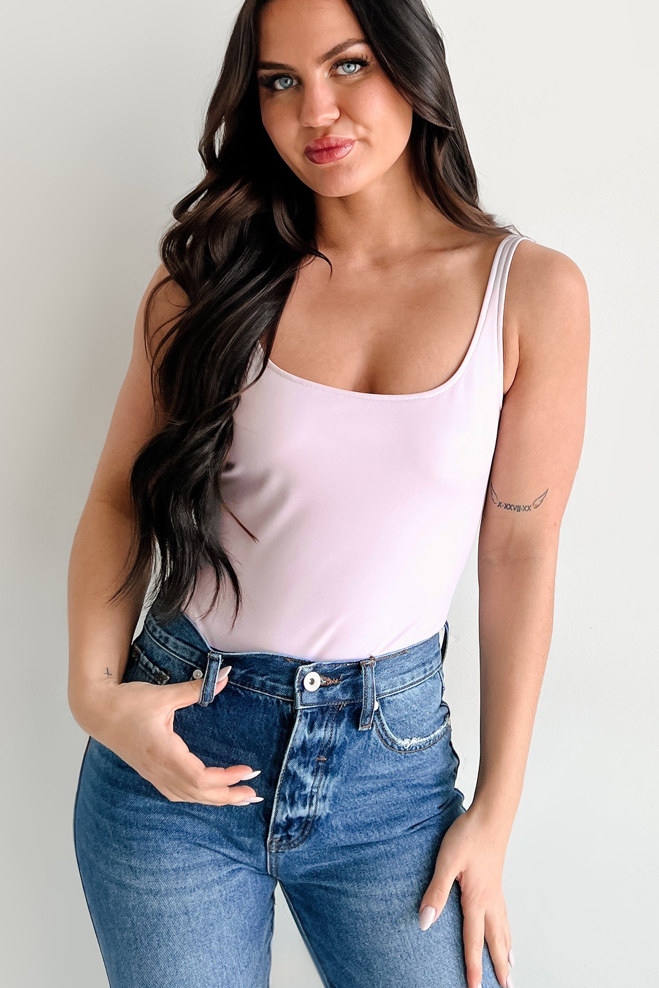 Summer Feels Forever Sleeveless Faux Leather Bodysuit (Lavender)