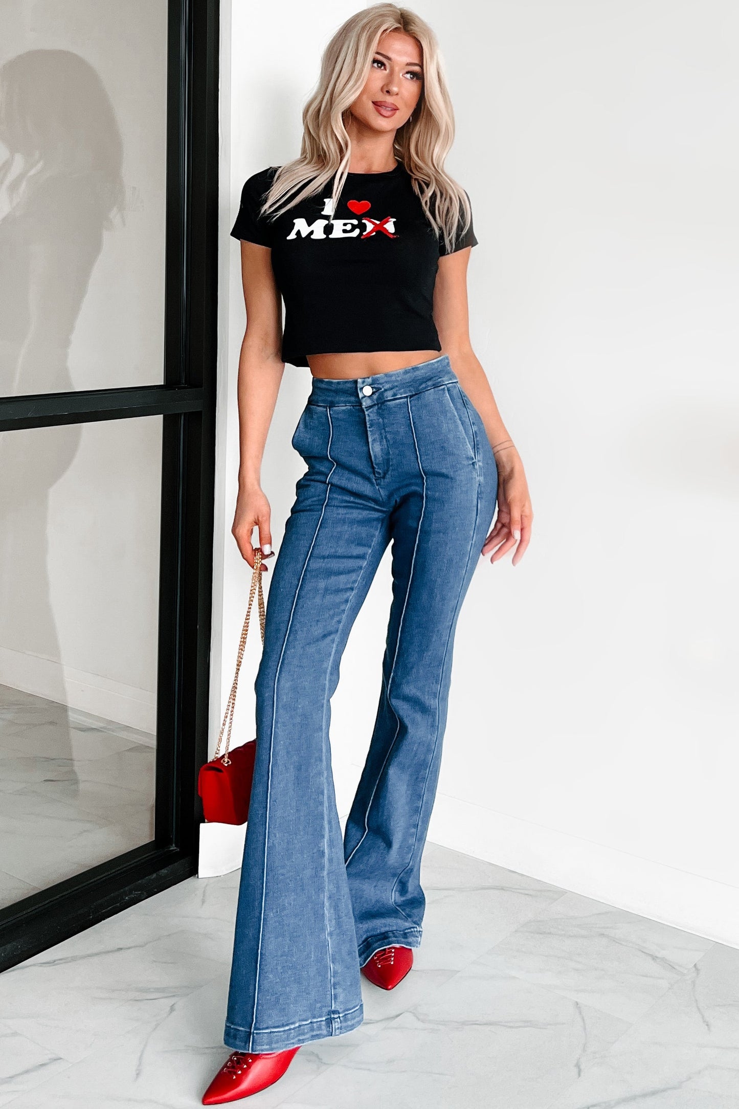Abigail Special A High Rise Trouser Flare Jeans (Dark)