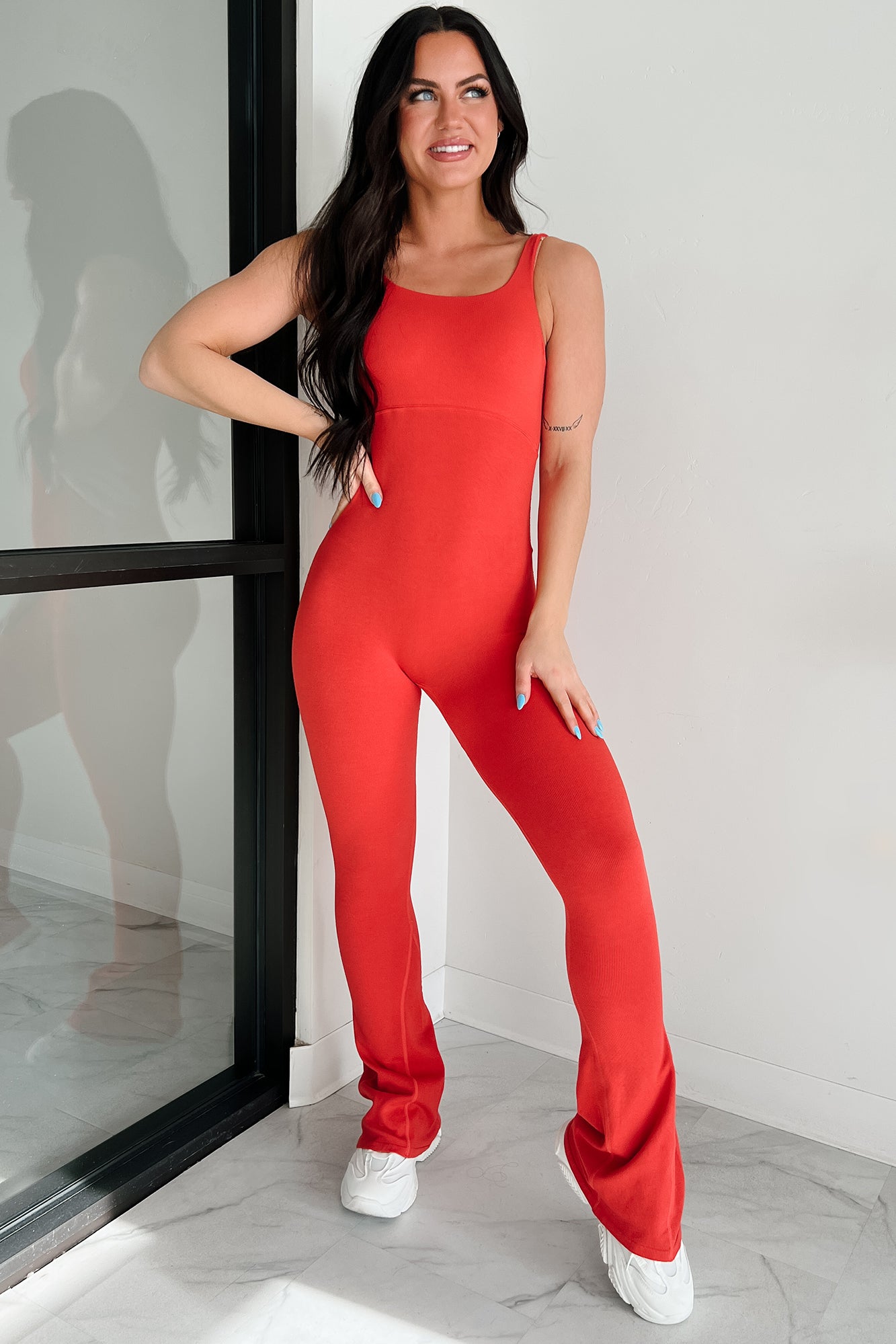 Can You Dig It Sleeveless Bodycon Jumpsuit (Red)