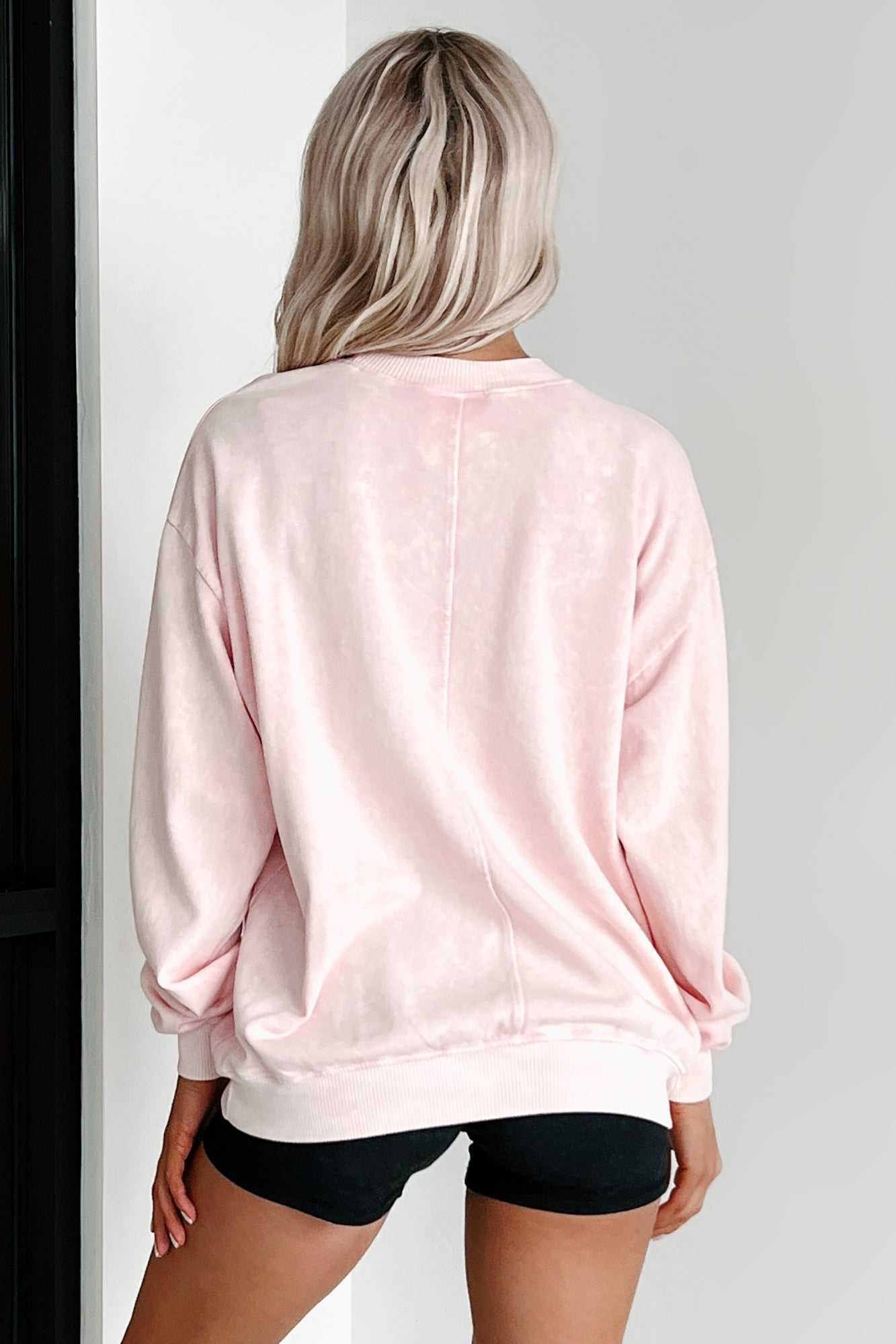 "Babe" Acid Wash Graphic Sweatshirt (Washed Pink)
