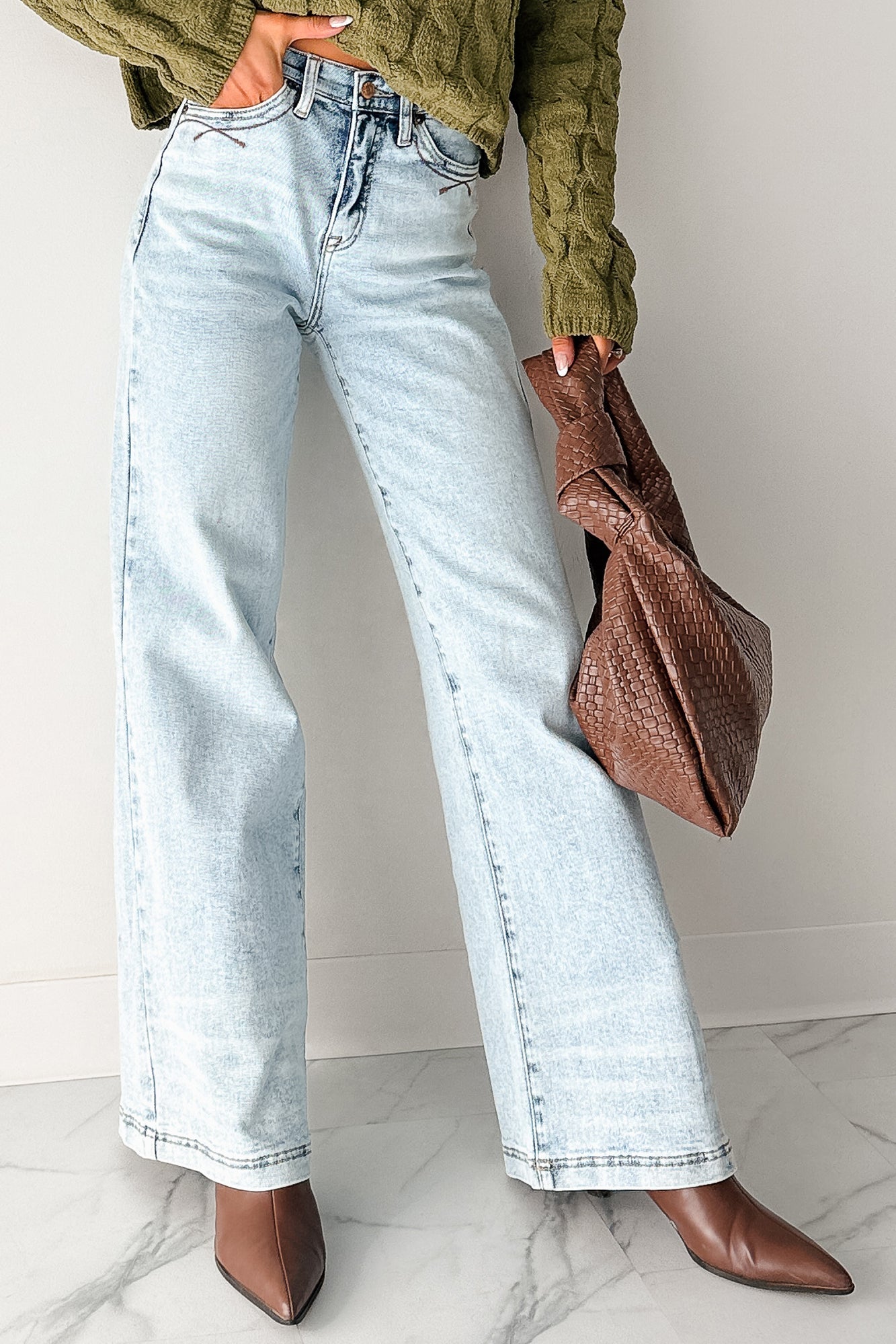 Ledger Tummy Control Wide Leg Saige Denim Jeans (Medium)