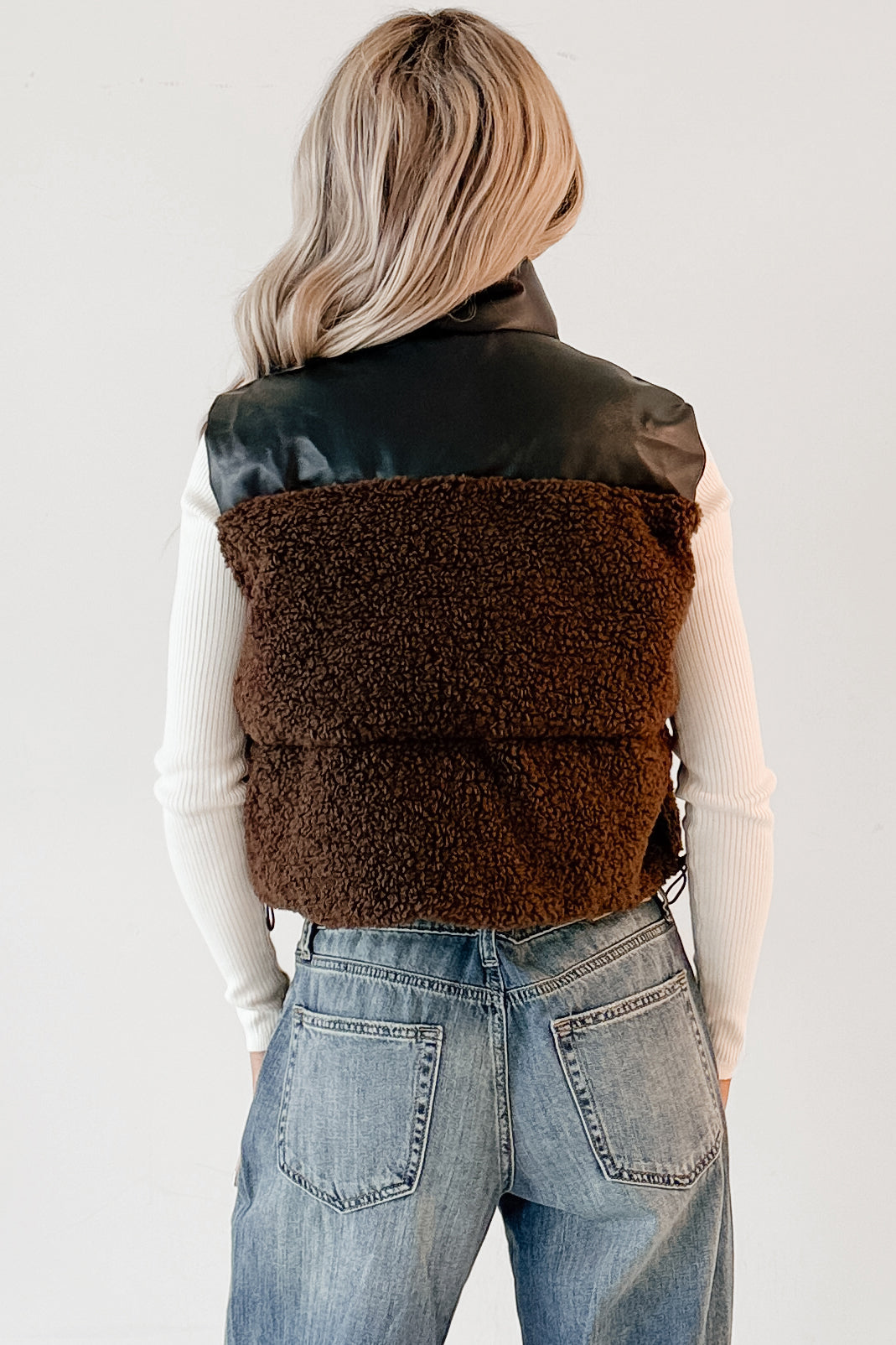Candle Lit Nights Sherpa Puffer Vest (Brown)