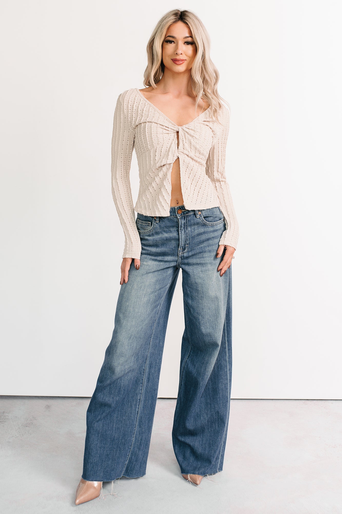 Aldo High Rise Wide Leg Hidden Brand Jeans (Medium Vintage)