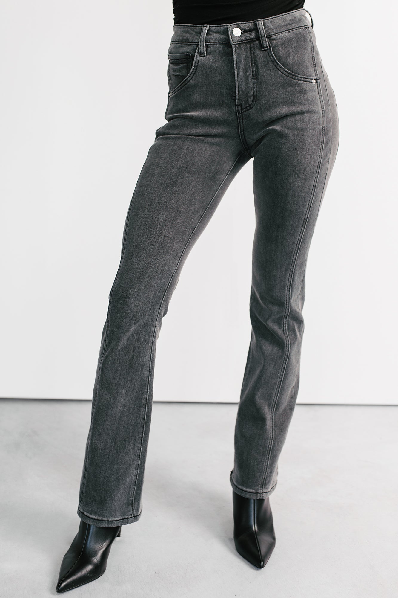 Gentry High Rise Bootcut Mica Denim Jeans (Black)