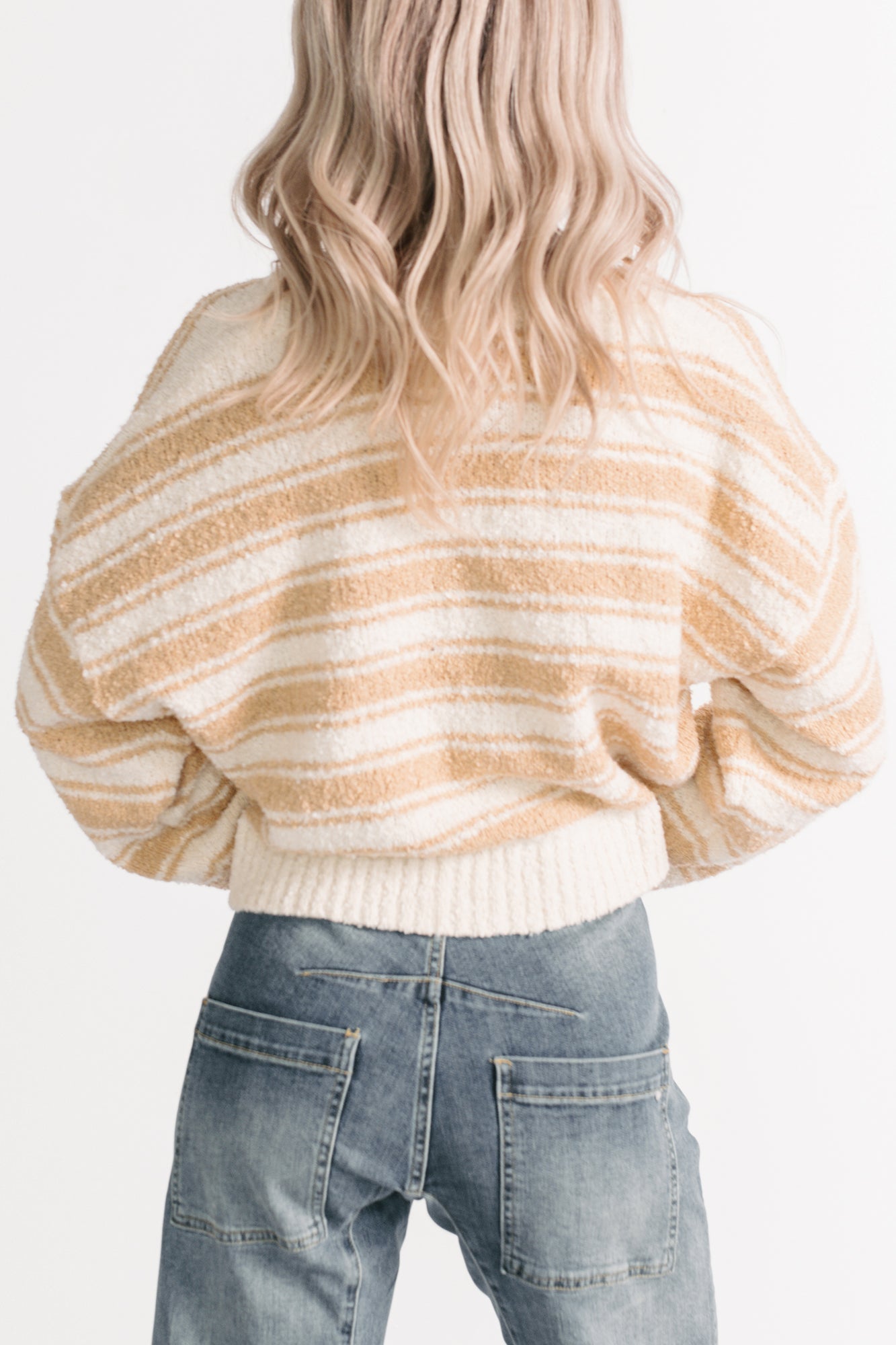 Off The Clock Stripe Knit Sweater (Taupe/Off-White)