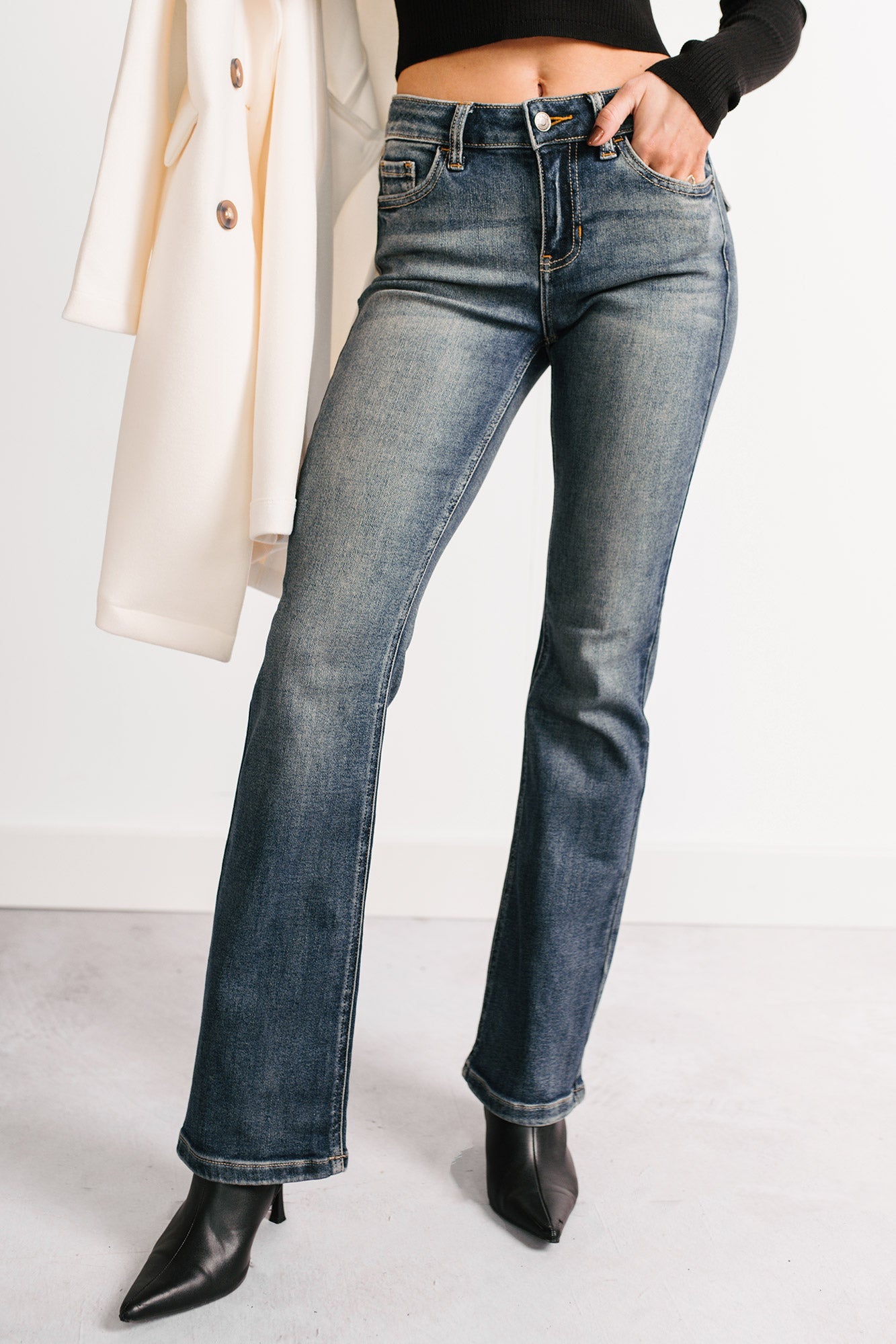 Roman Mid Rise Bootcut Cello Jeans (Dark Tint)