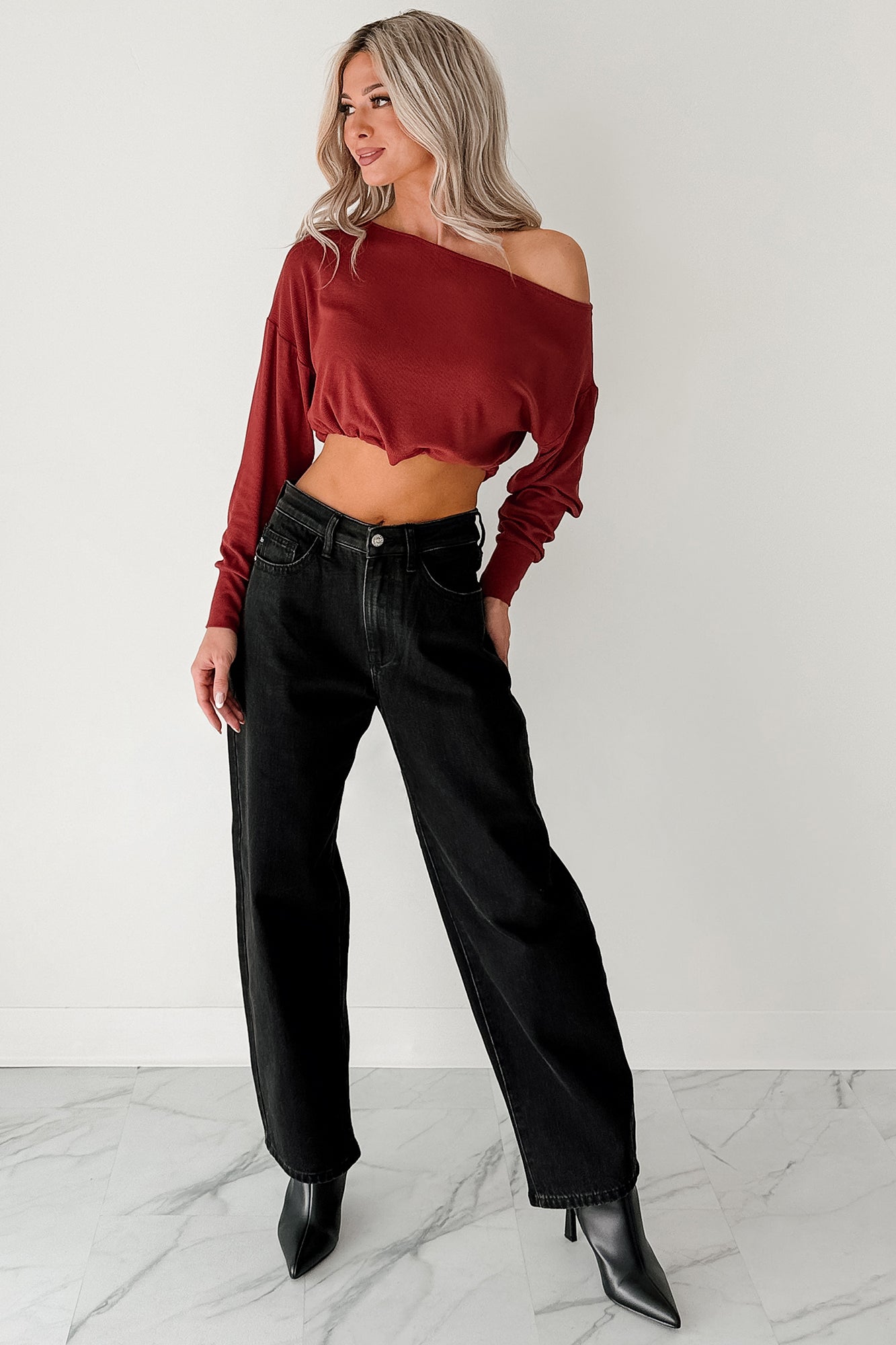 Sophia High Rise Judy Blue Washed Barrel Jeans (Black)