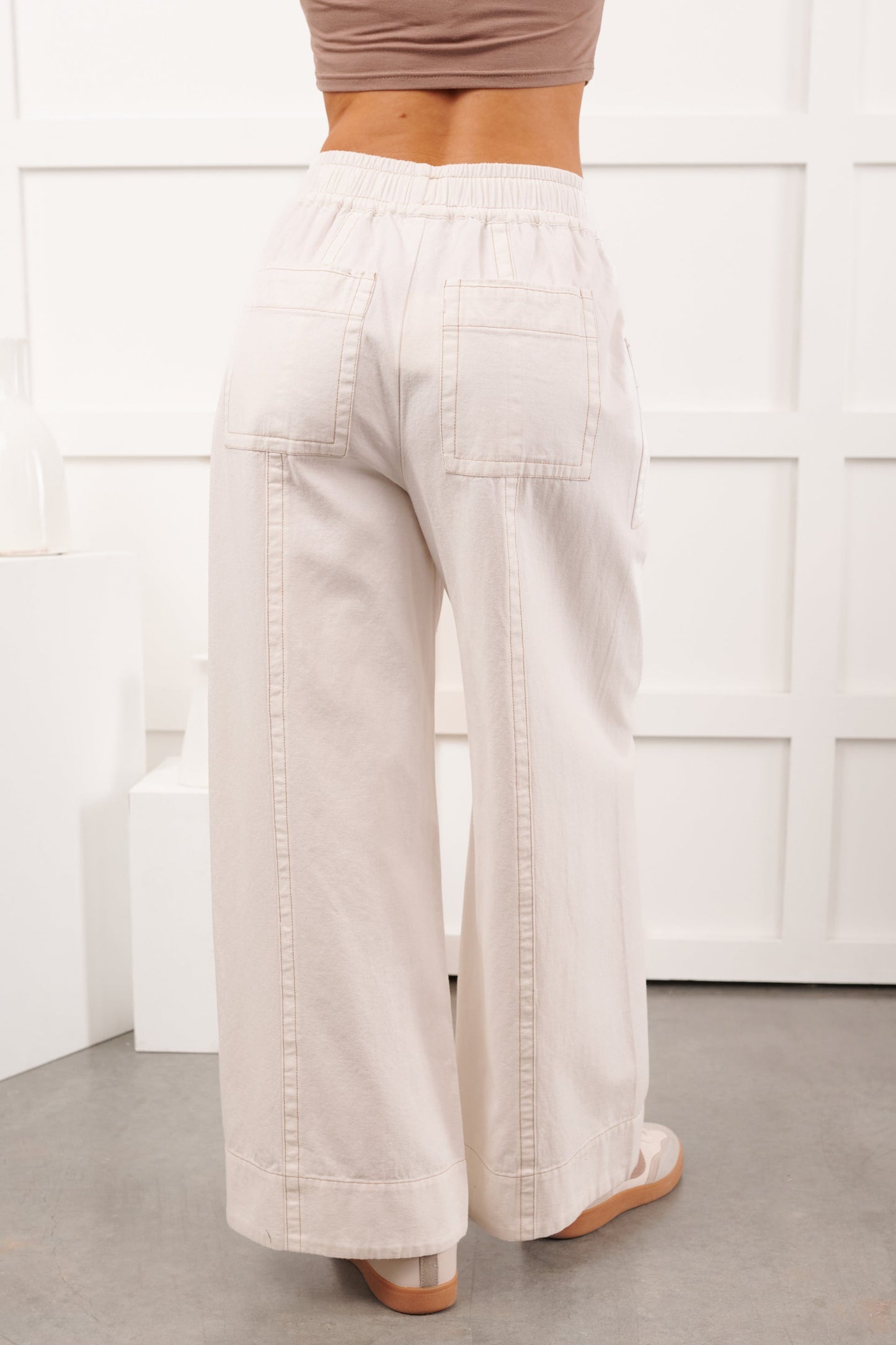 Hurley High Rise Wide Leg Mitto Shop Pants (White)