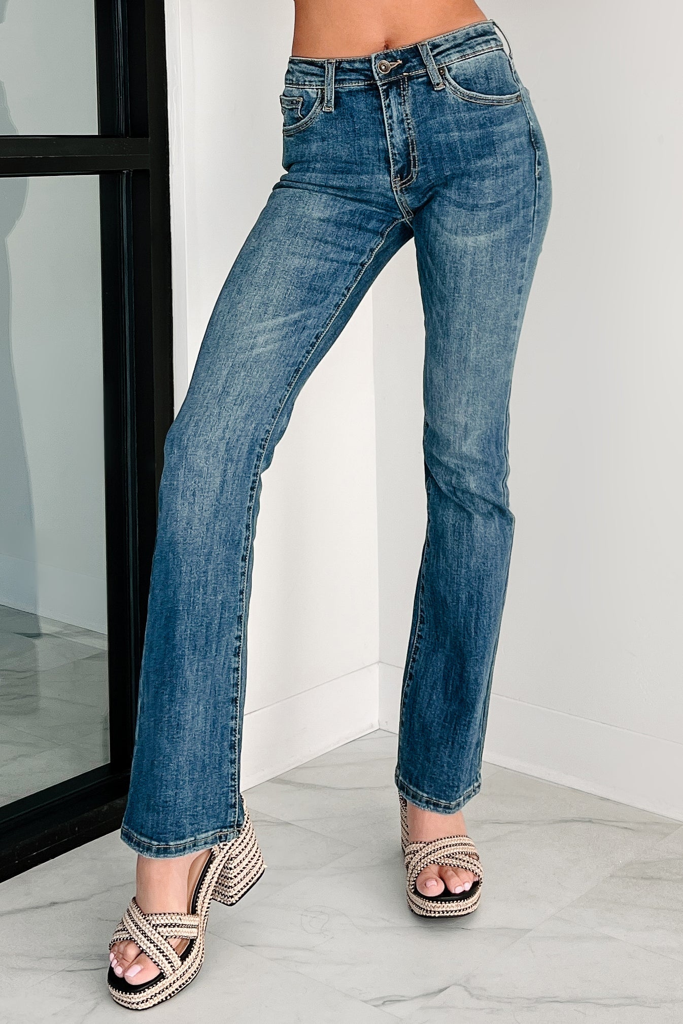 Dellen Mid Rise Special A Bootcut Jeans (Medium Dark)