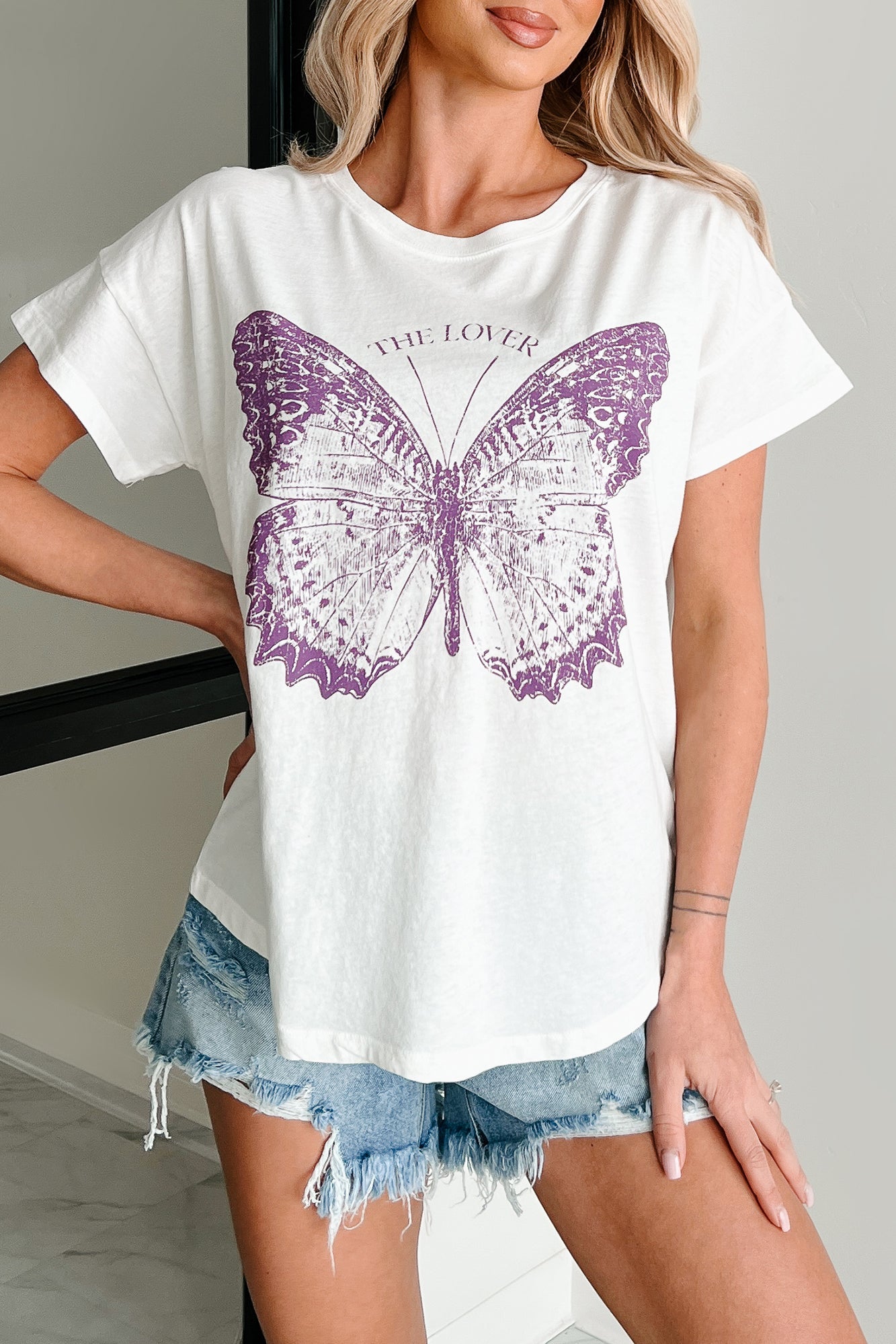 "The Lover" Butterfly Graphic T-Shirt (Ivory)