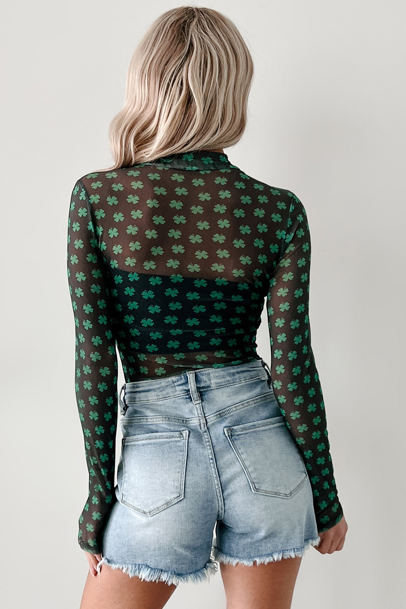 Lucky Lady NM Original Printed Mesh Bodysuit (Black/Green)