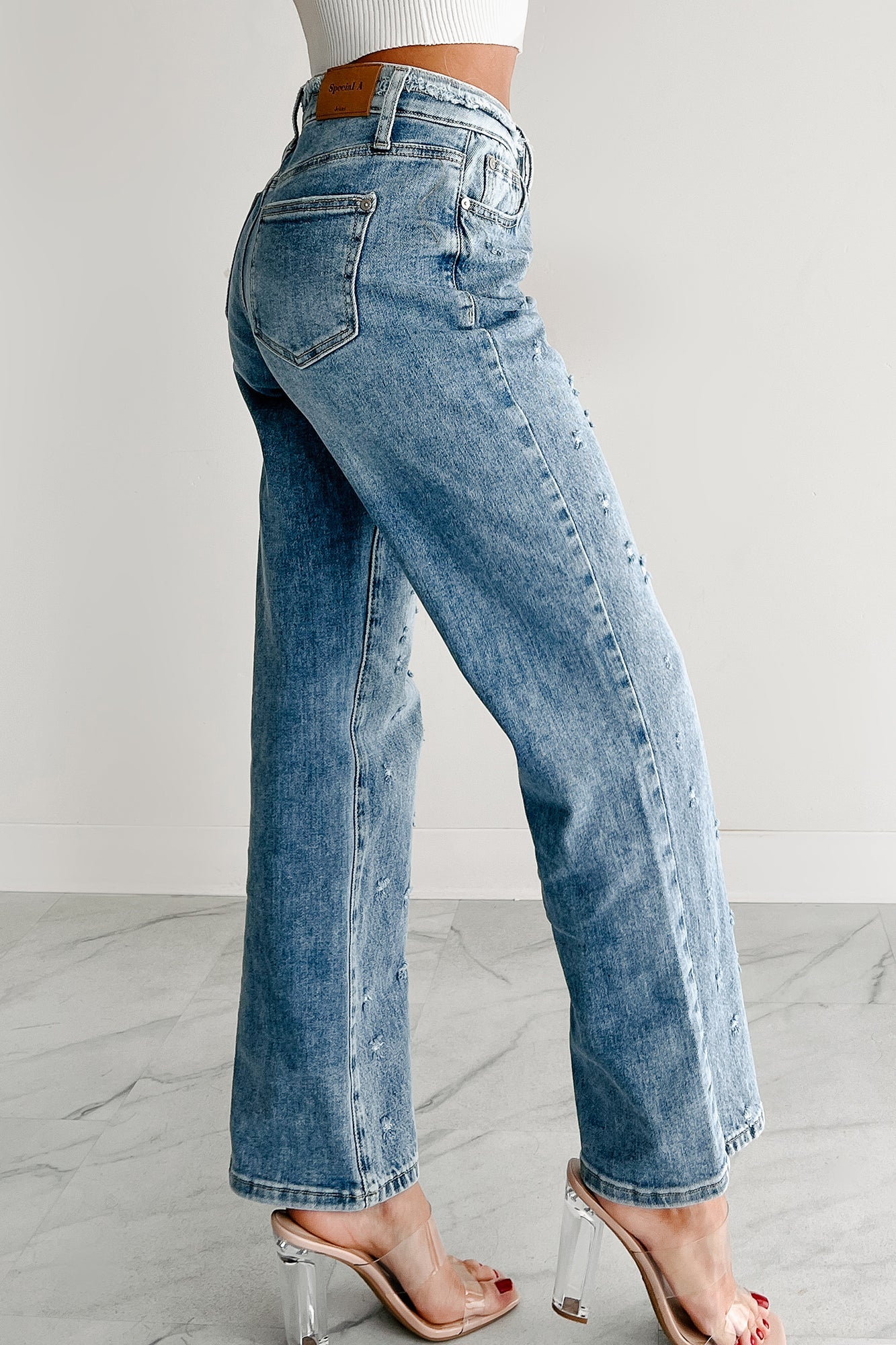 Noelle Distressed Straight Leg Special A Jeans (Medium)