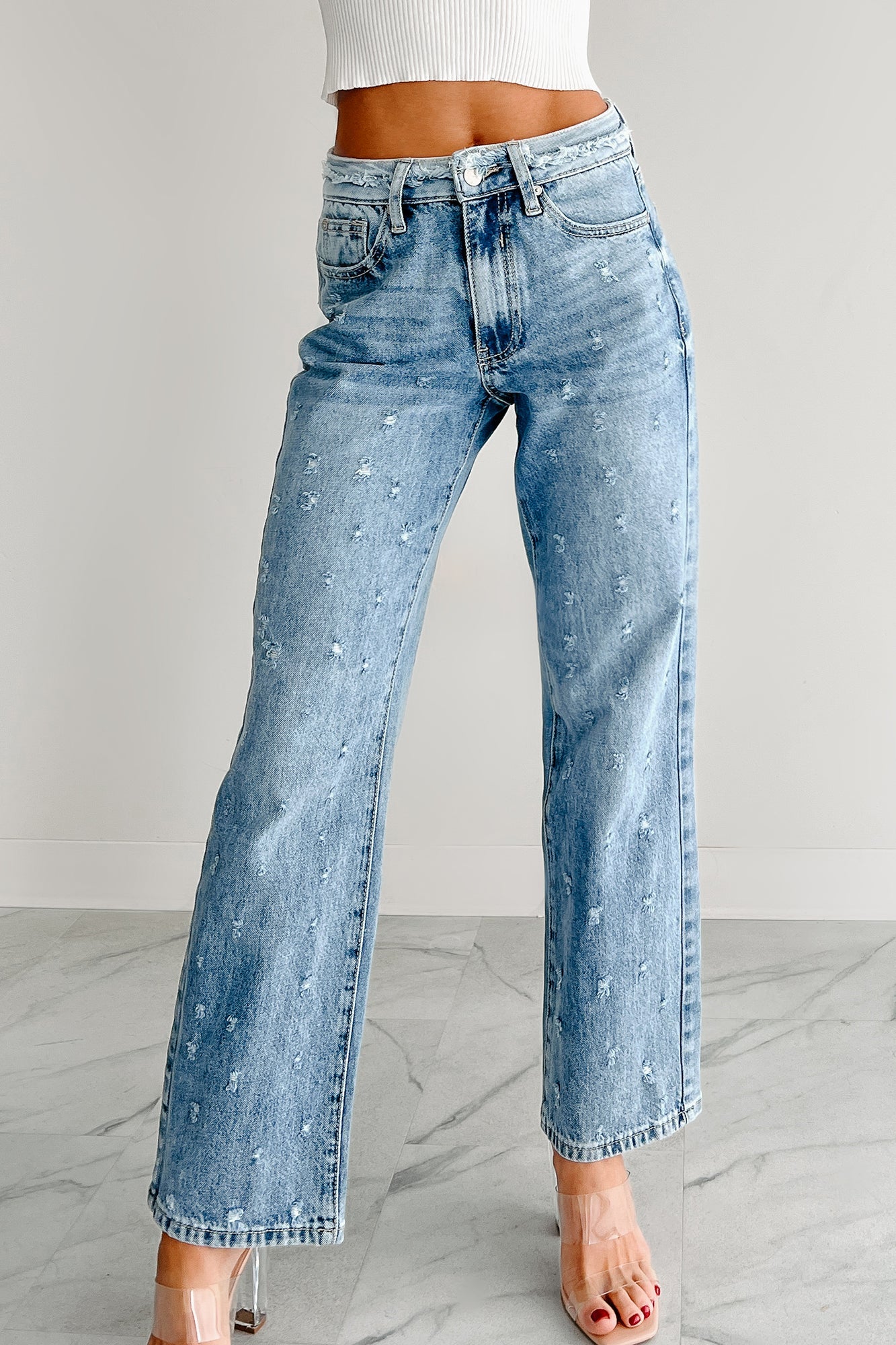Noelle Distressed Straight Leg Special A Jeans (Medium)