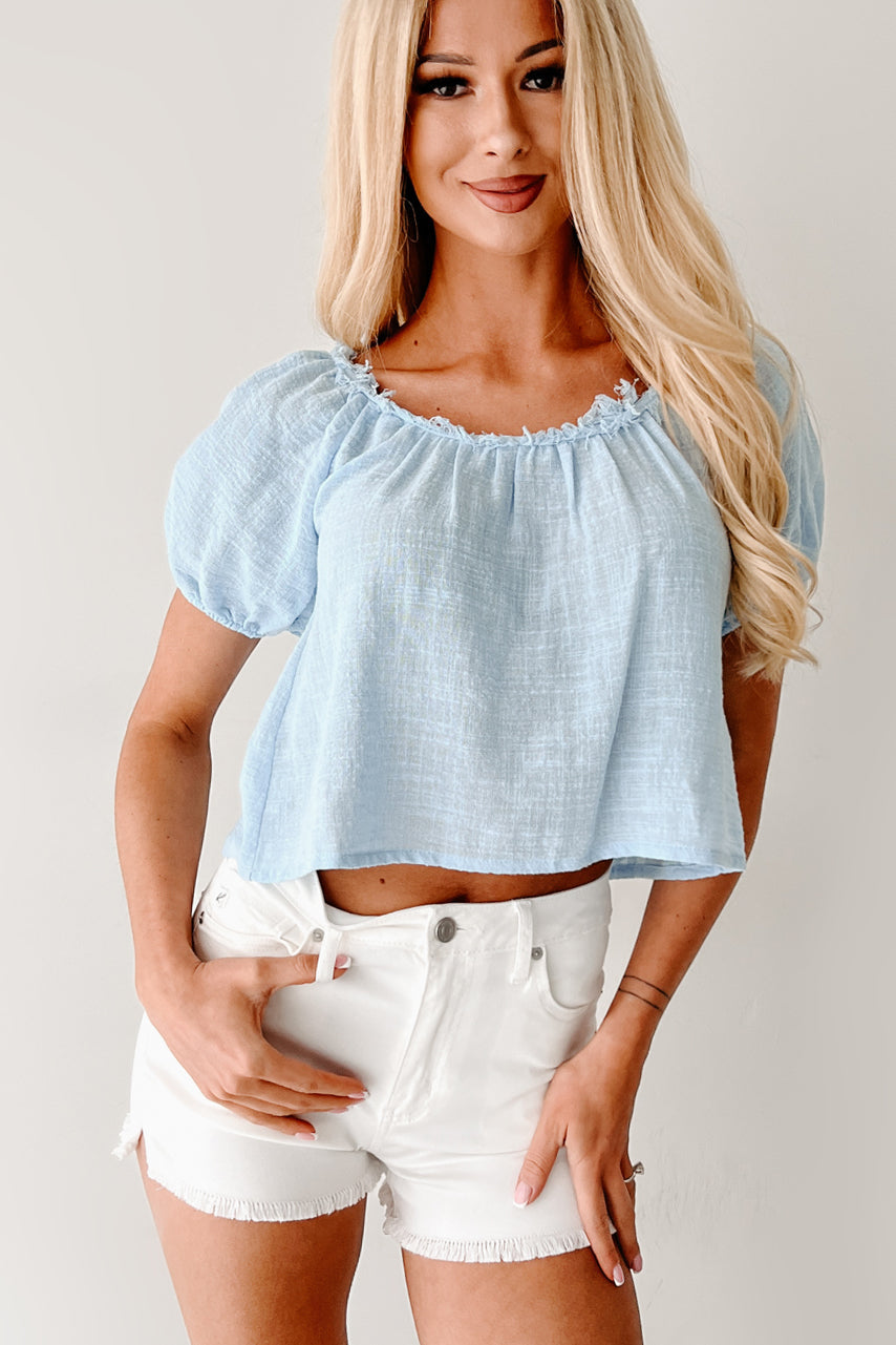 Heart In The Clouds Puff Sleeve Top (Sky)