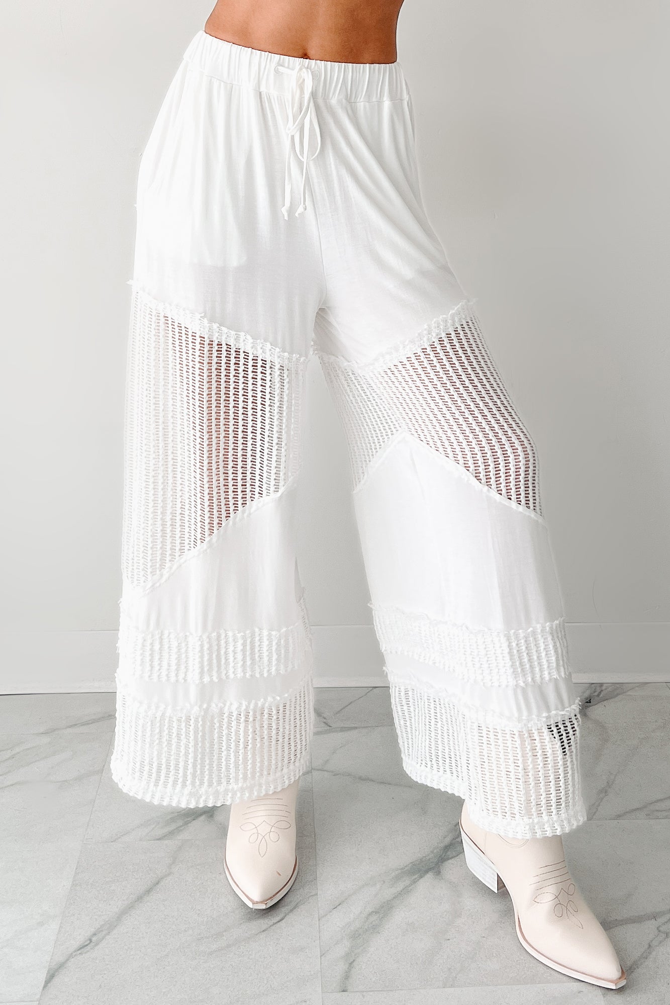 Barefoot Freedom POL Crochet Wide Leg Pants (White)
