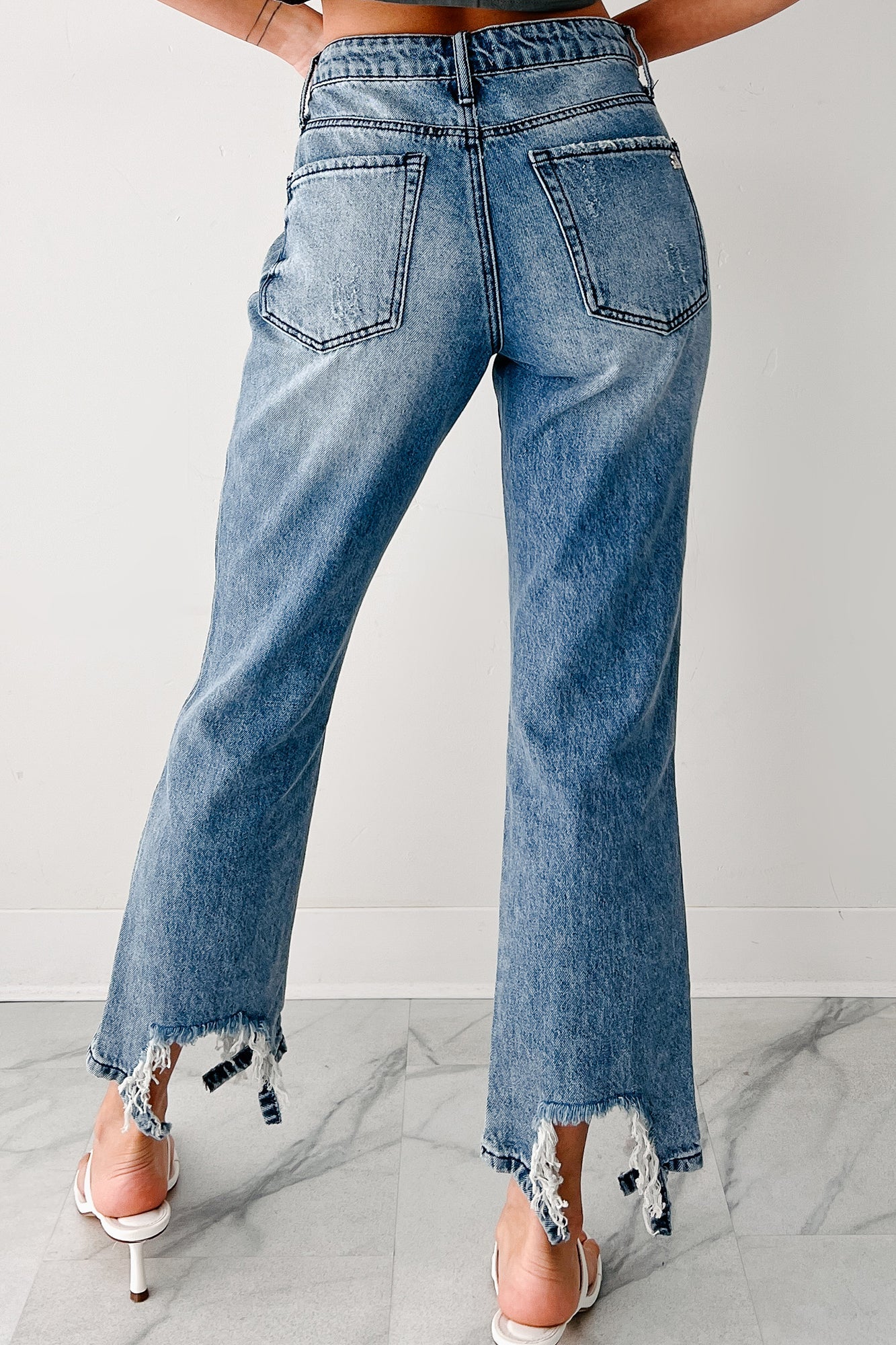 Rosanna Special A Distressed Hem Dad Jeans (Medium Light)