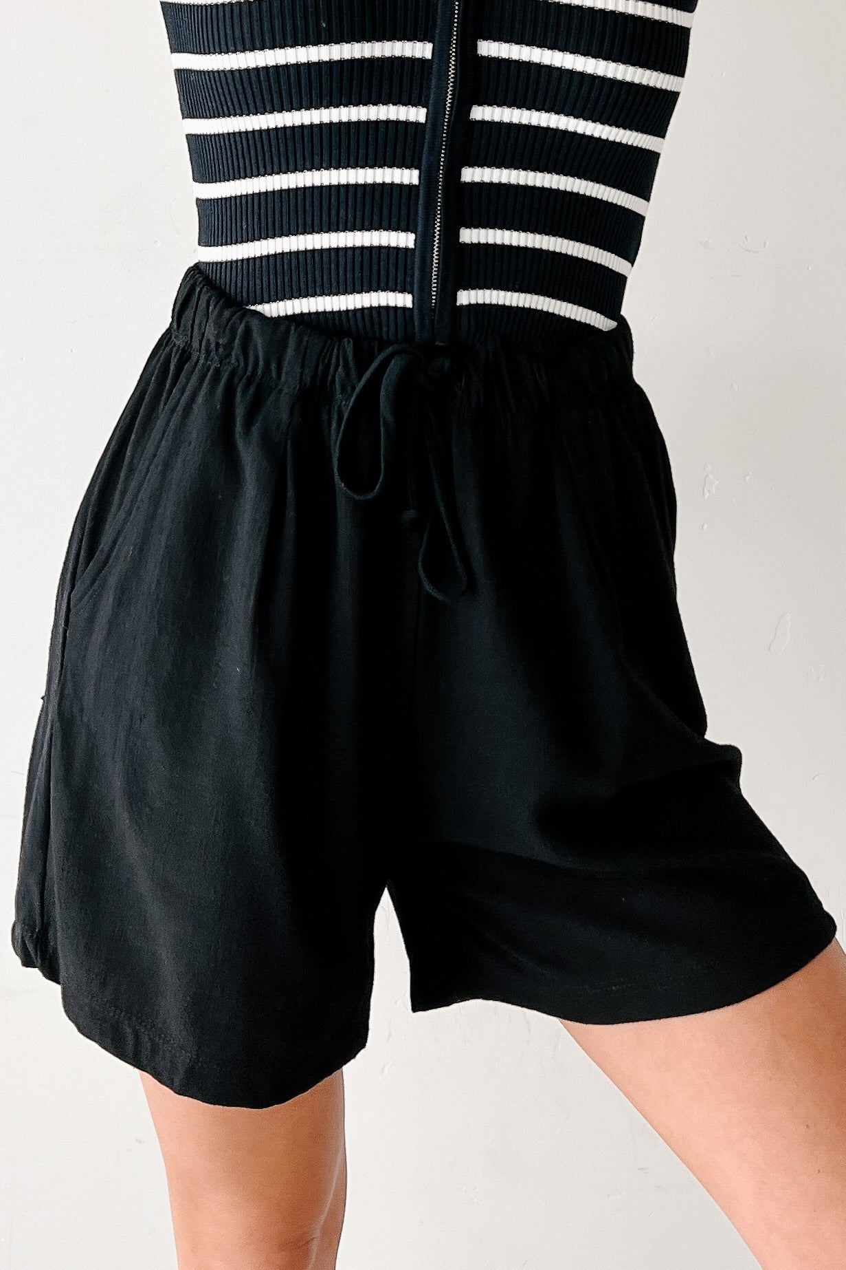 Embracing Flow High Rise Linen Shorts (Black)