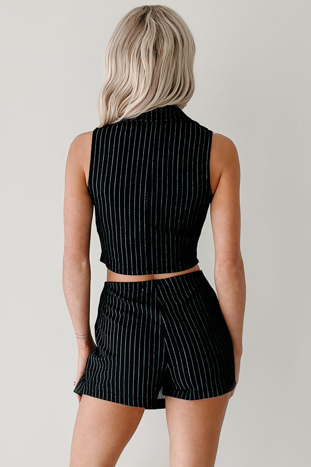 Workflow Edge Two Piece Pinstripe Skort Set (Black/White)
