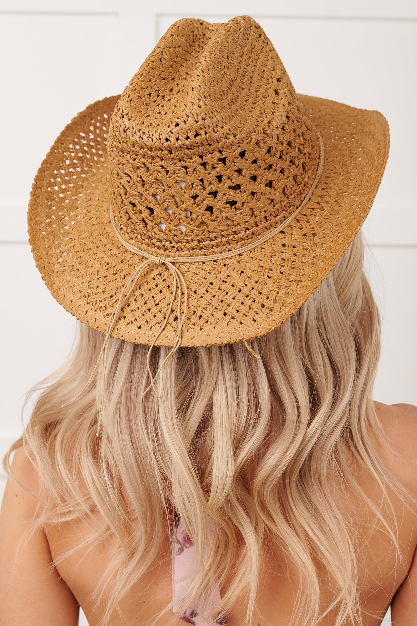 Open Trails Bead Strap Woven Cowboy Hat (Khaki)