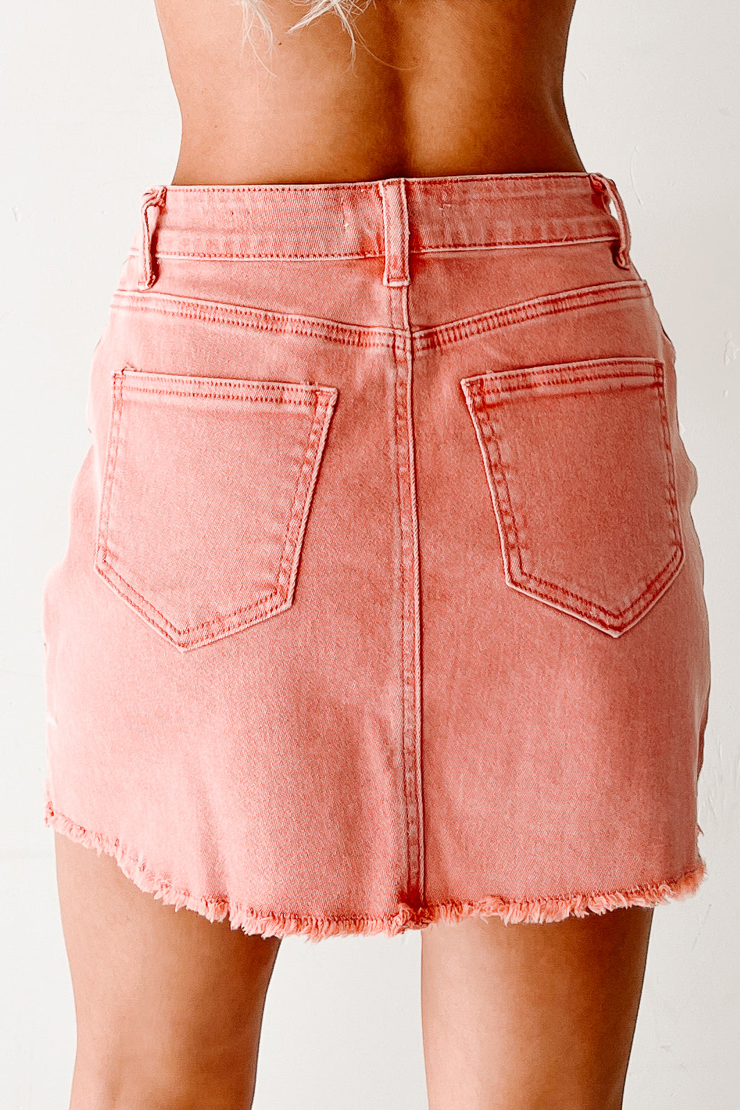 Feeling Social Zenana Denim Mini Skirt (Ash Pink)