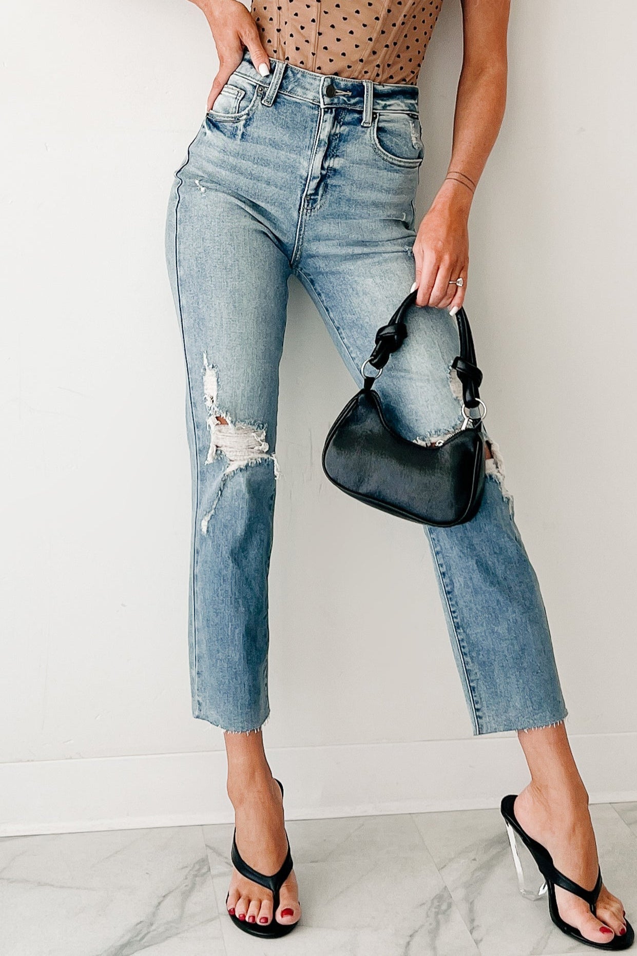 Delphine Distressed Straight Leg Cello Jeans (Light)