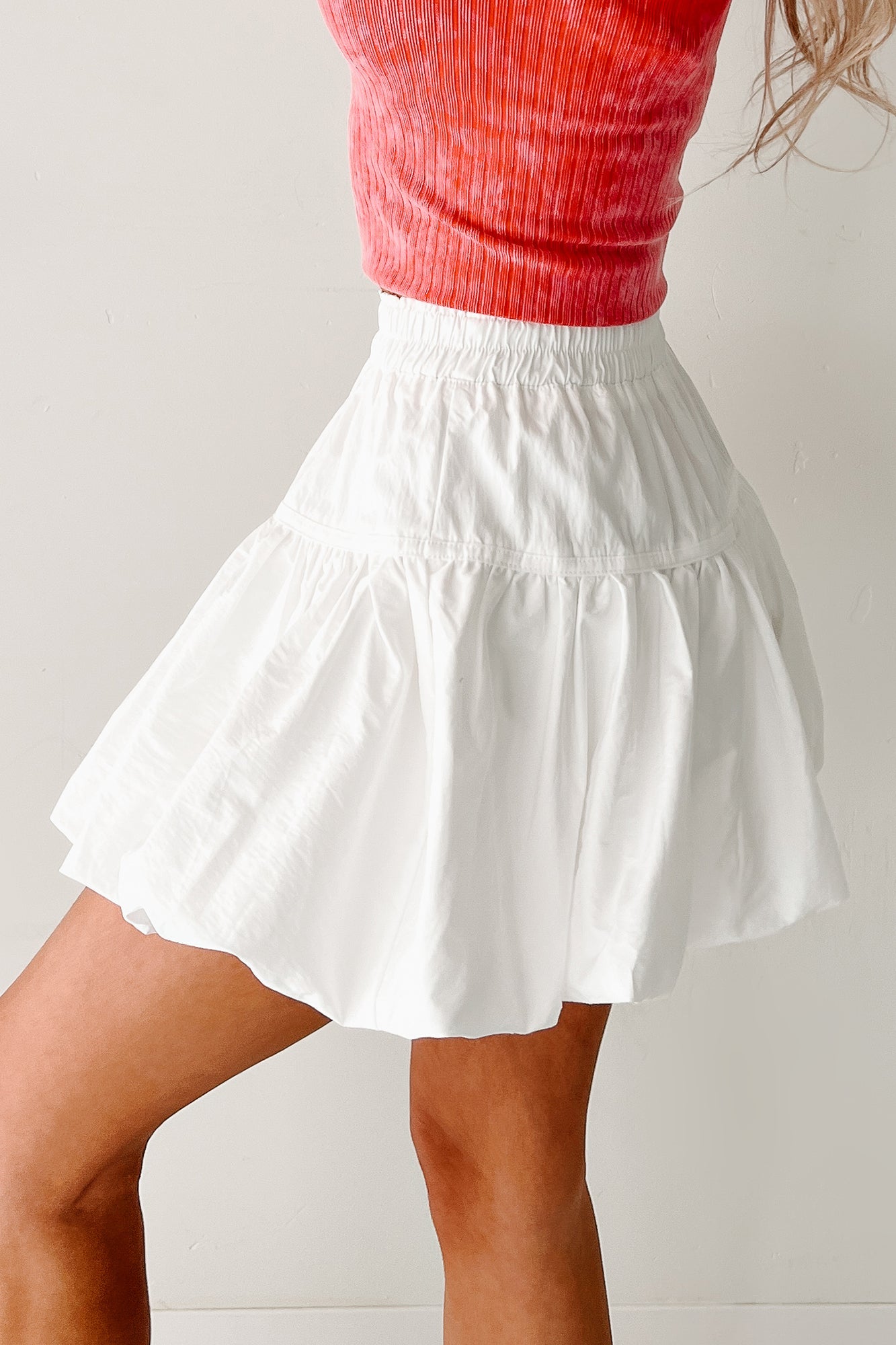 Daydream Darling Bubble Hem Mini Skirt (Ivory)