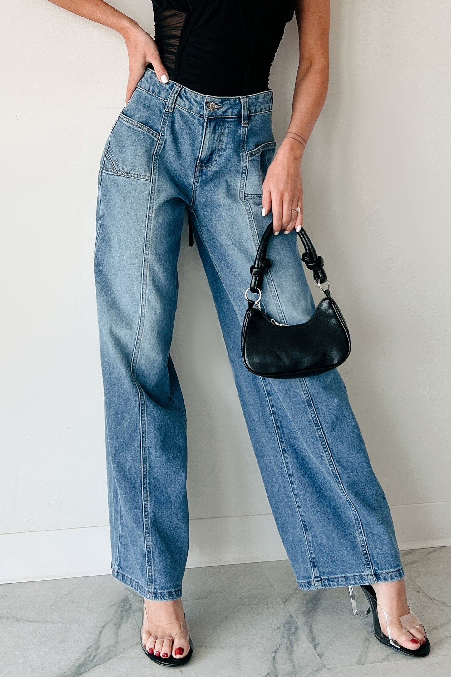 Ivana High Rise Wide Leg Almost Famous Jeans (Medium)