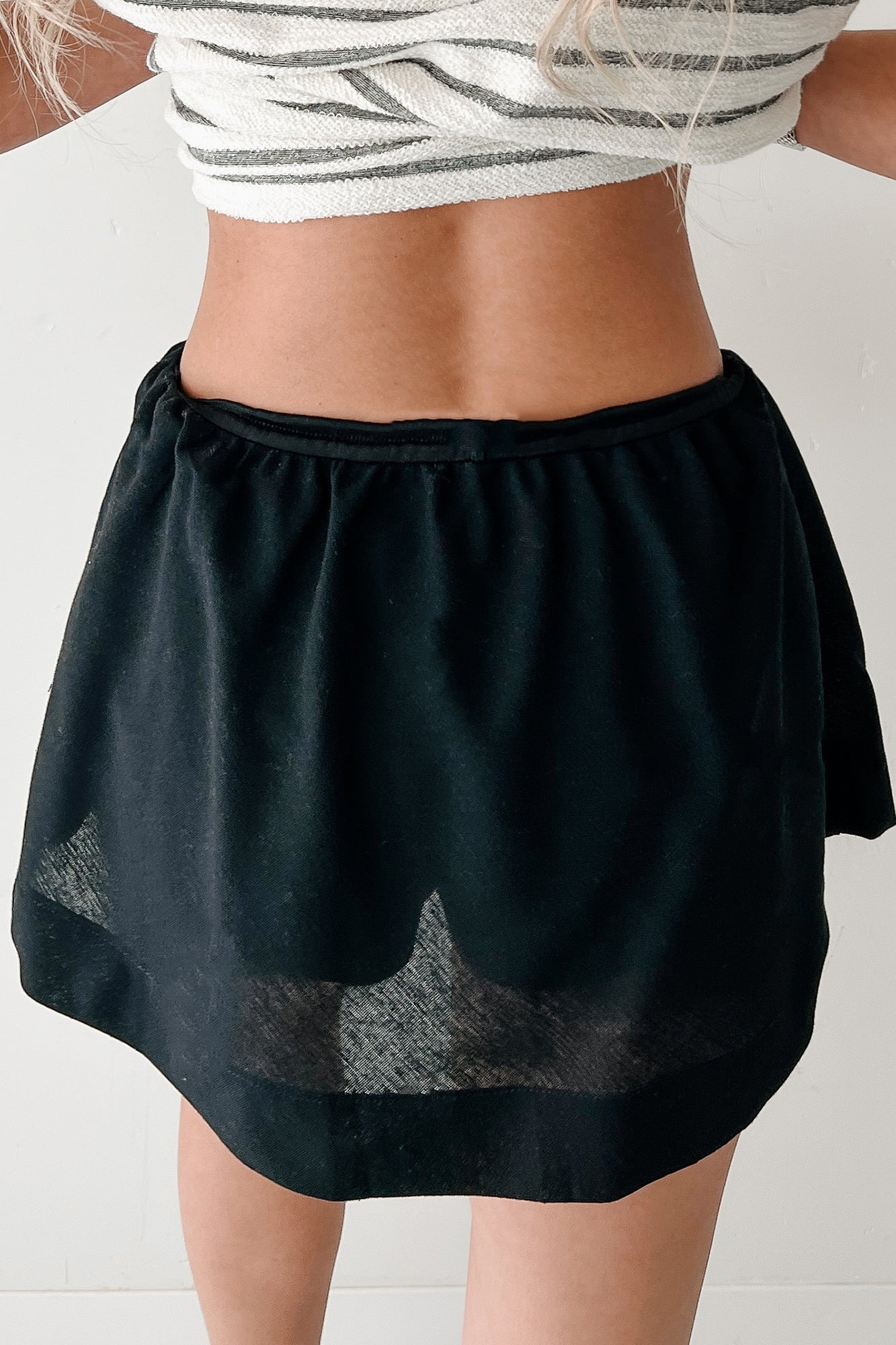 Street Style Spark Linen Mini Skirt (Black)