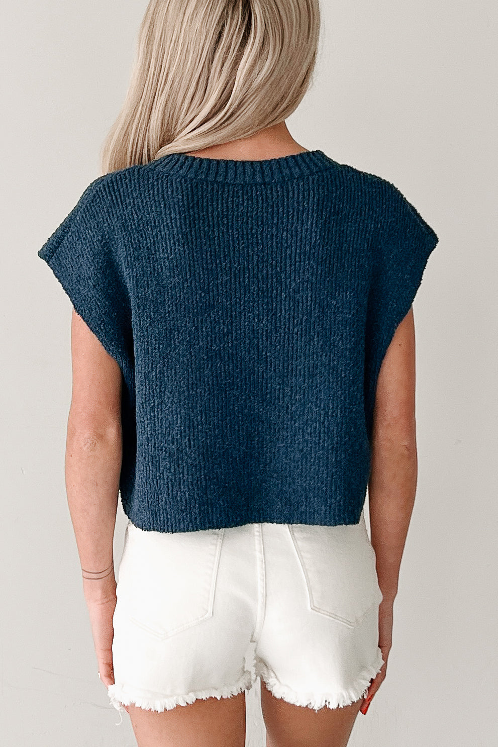 Waving Still American Flag Sweater Vest (Navy)