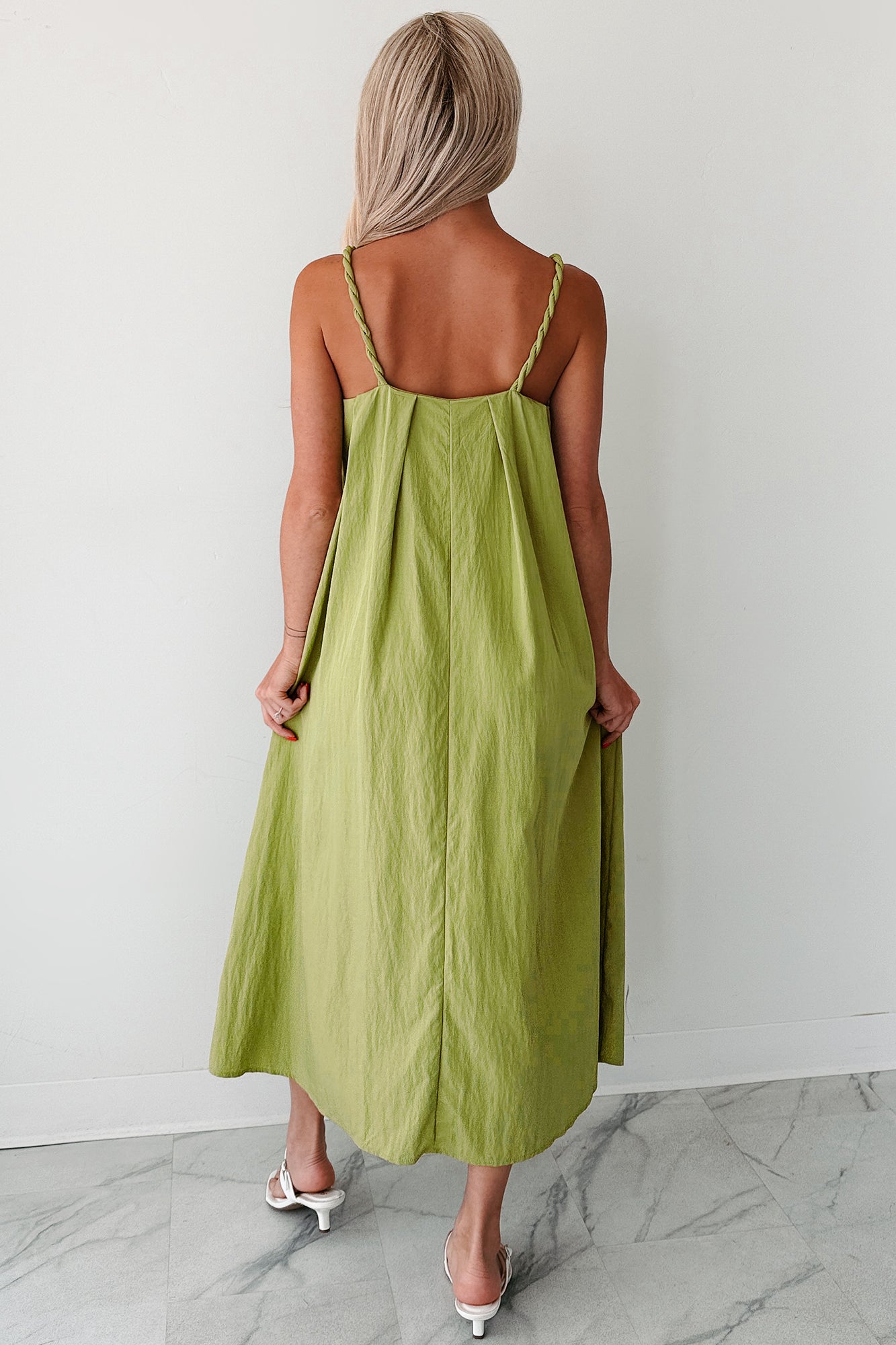 Pretend It's Paris Sleeveless Midi Dress (Sage)
