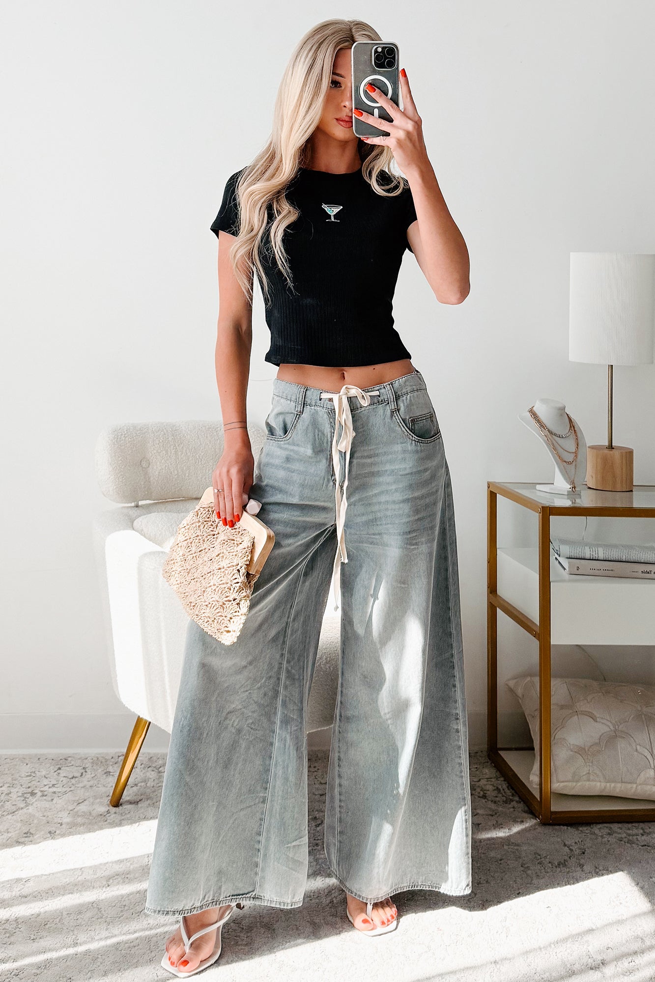 Seen & Sassy Embroidered Martini Top (Black)