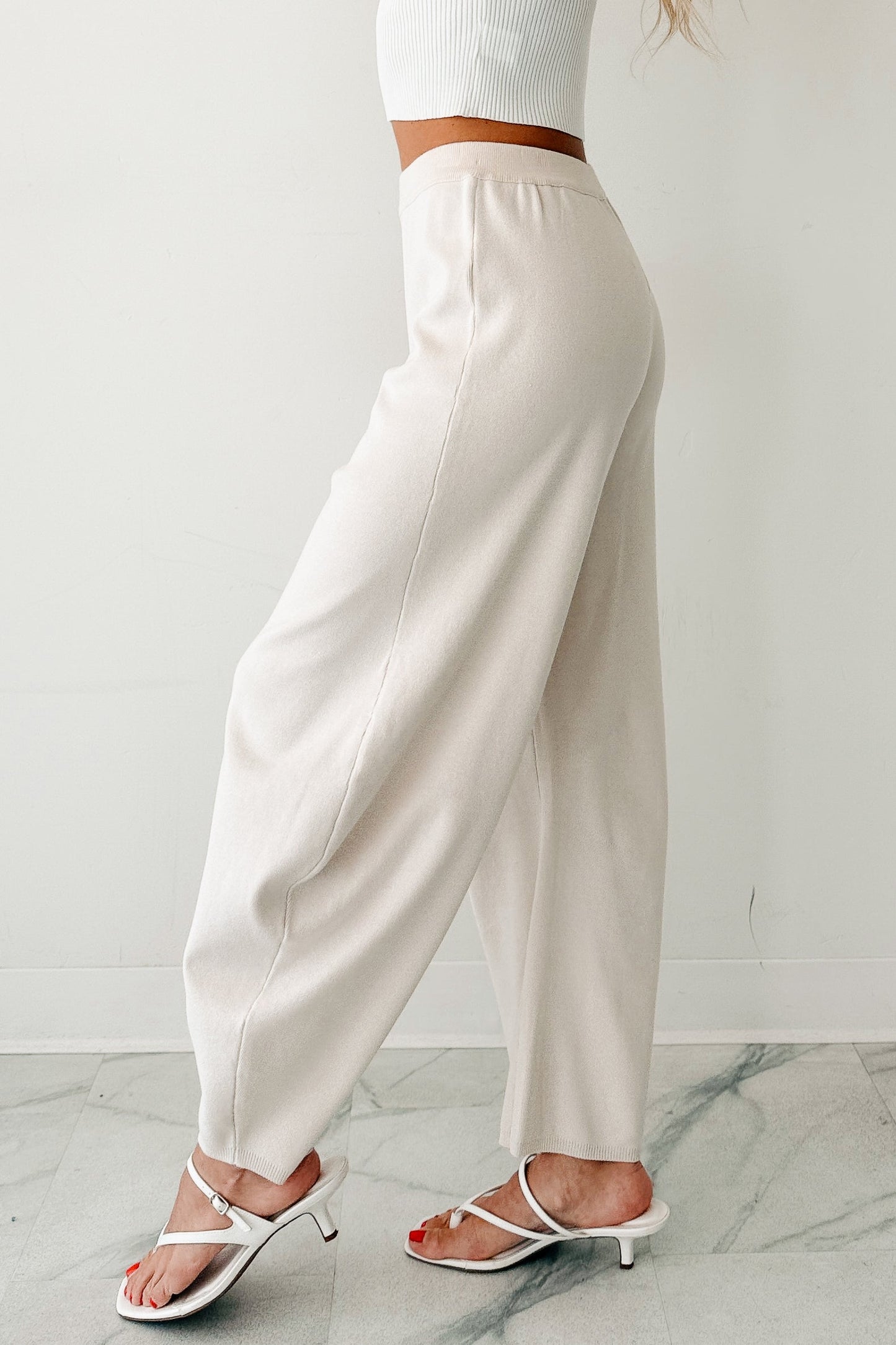 Soft Launch Era Knitted Barrel Pants (Cream)