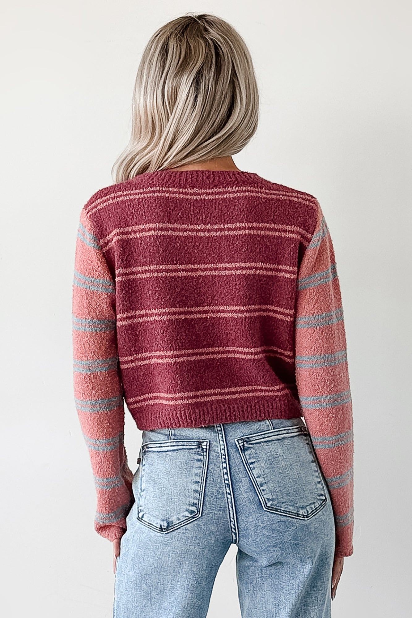 Beyond Ordinary Striped Knit Sweater (Plum Combo)