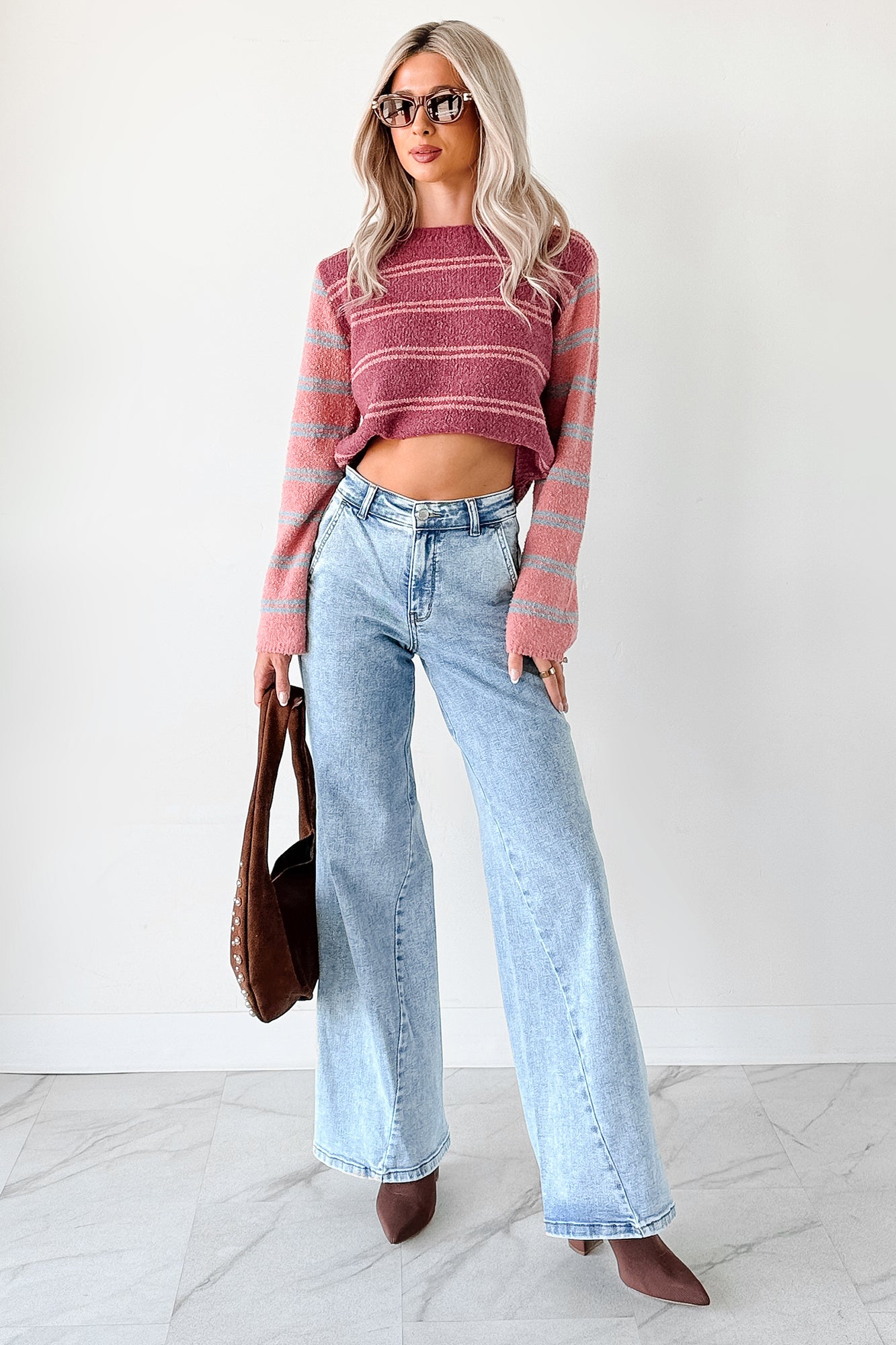 Beyond Ordinary Striped Knit Sweater (Plum Combo)