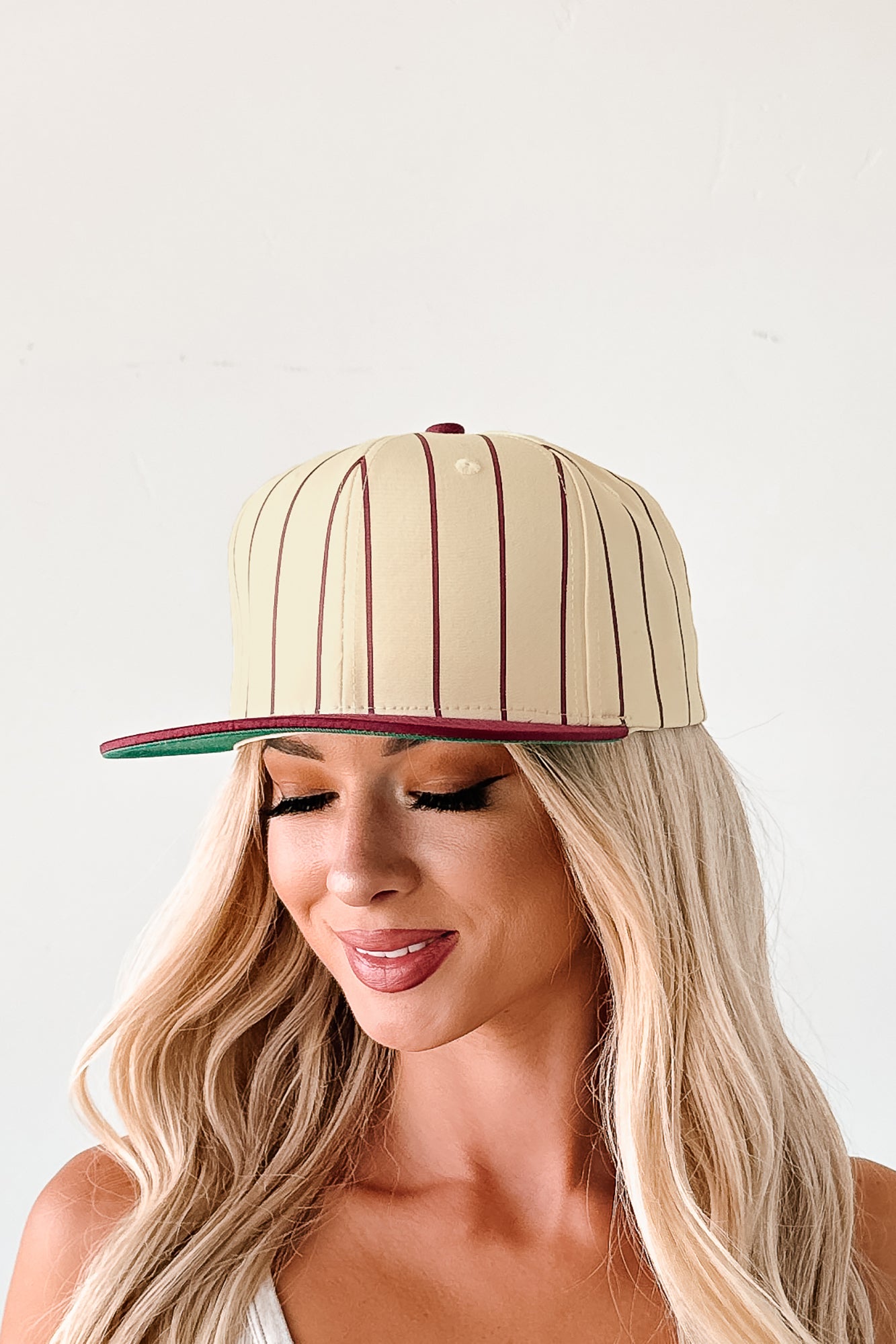 Out Of The Park Striped Baseball Cap (Burgundy)