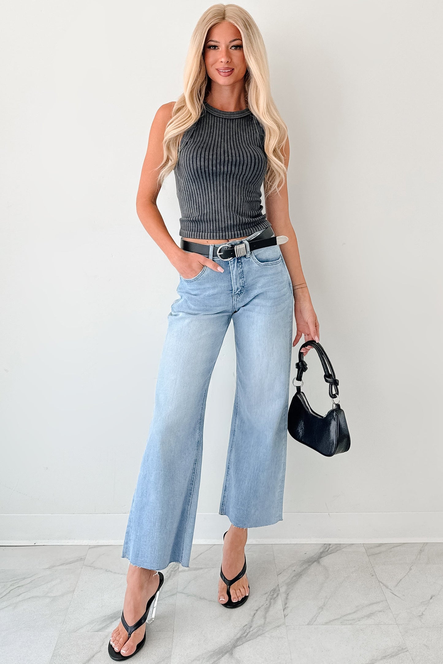 Victor Wide Leg Mica Denim Jeans (Light Blue)