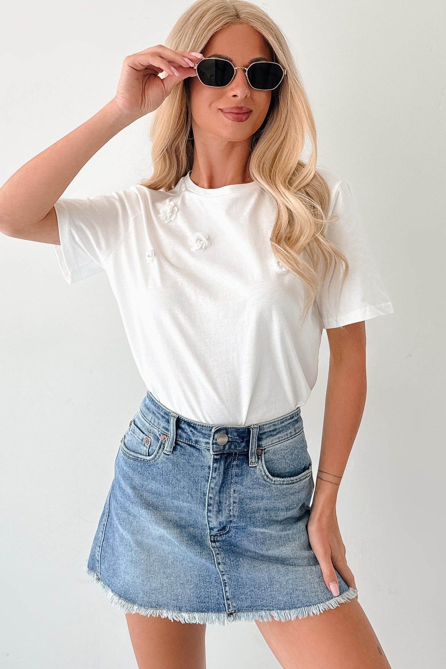 Change For Good Floral Beaded T-Shirt (White)