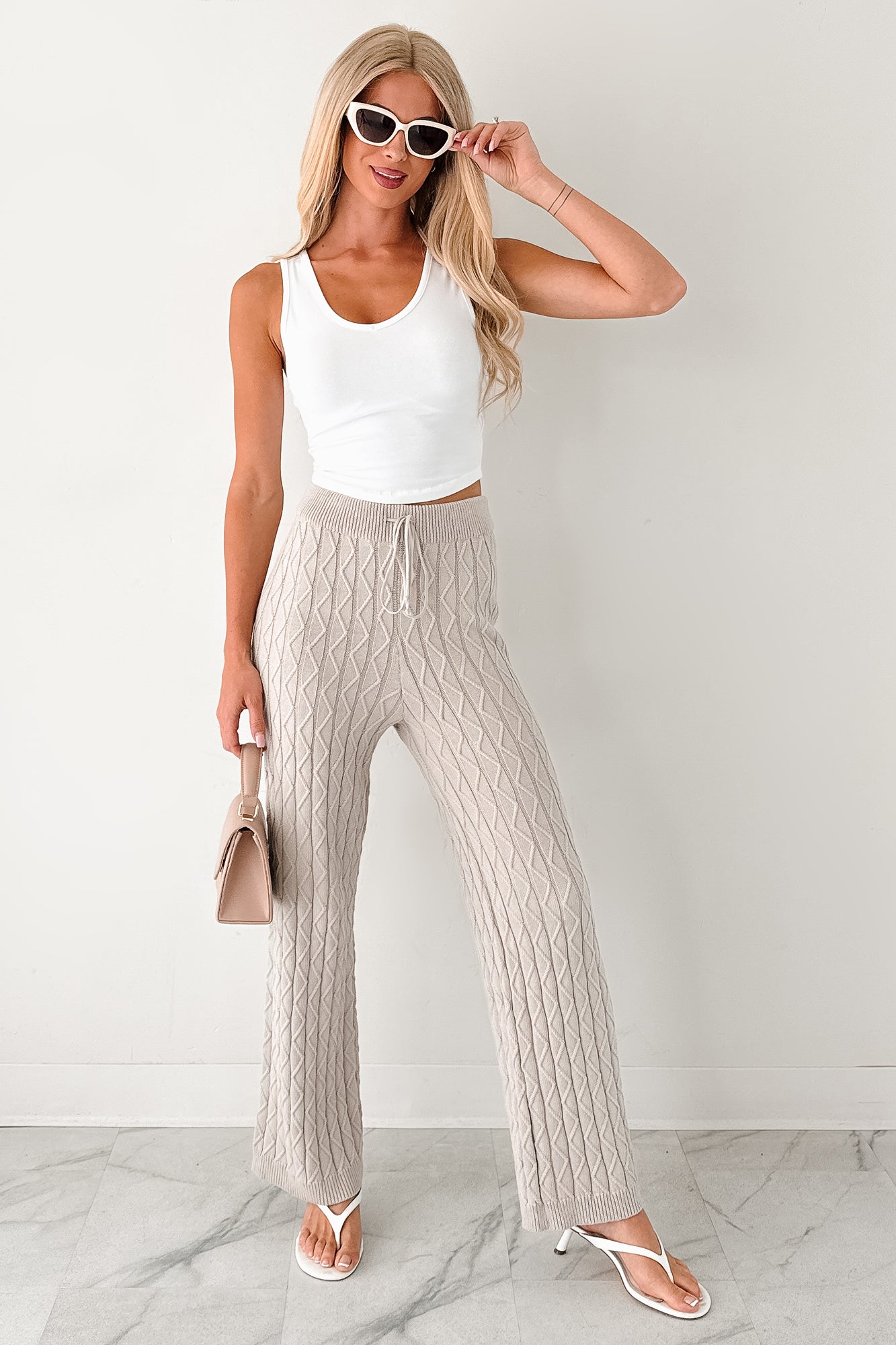 Taking To Heart Cable Knit Fore Pants (Taupe Grey)