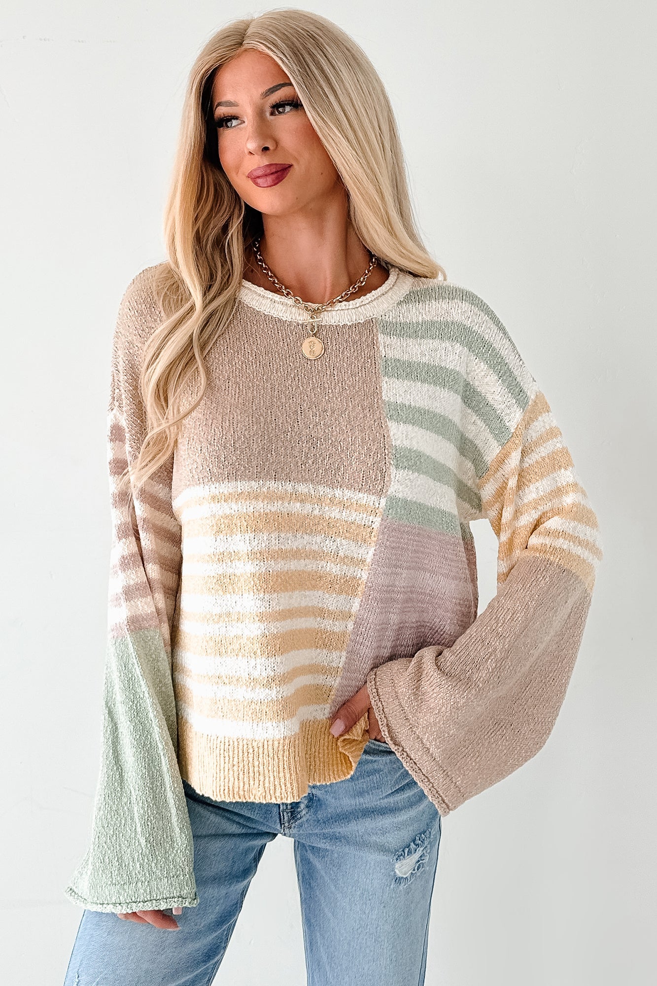 Homebody Era Colorblock Sweater Top (Yellow)